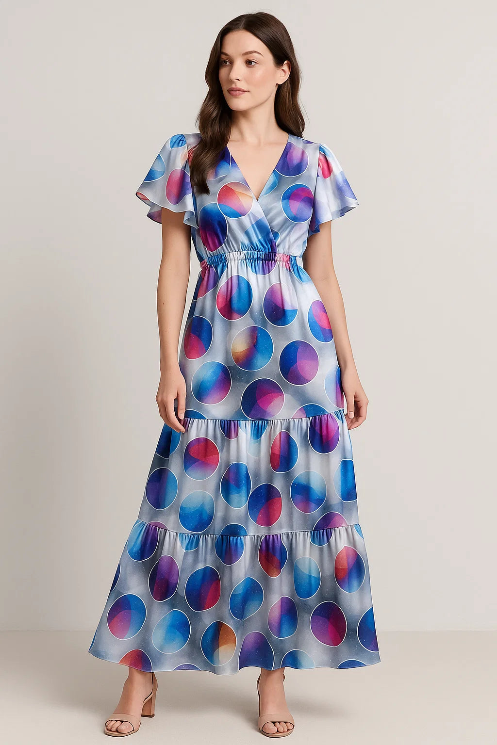 Gorgeous multicolor geometric digital printed fabric from FAB VOGUE Studio