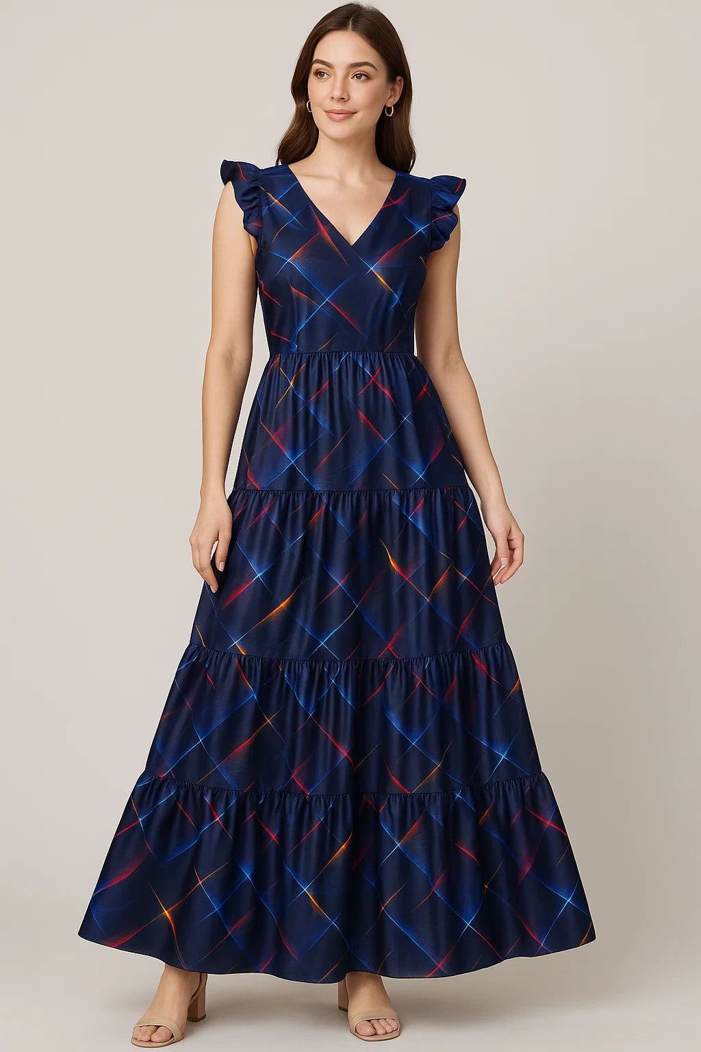 Classy blue decorative digital printed fabric from FAB VOGUE Studio