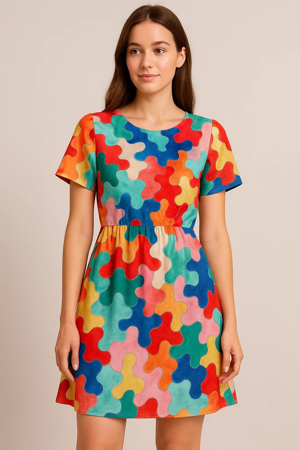 Gorgeous multicolor abstract digital printed fabric from FAB VOGUE Studio