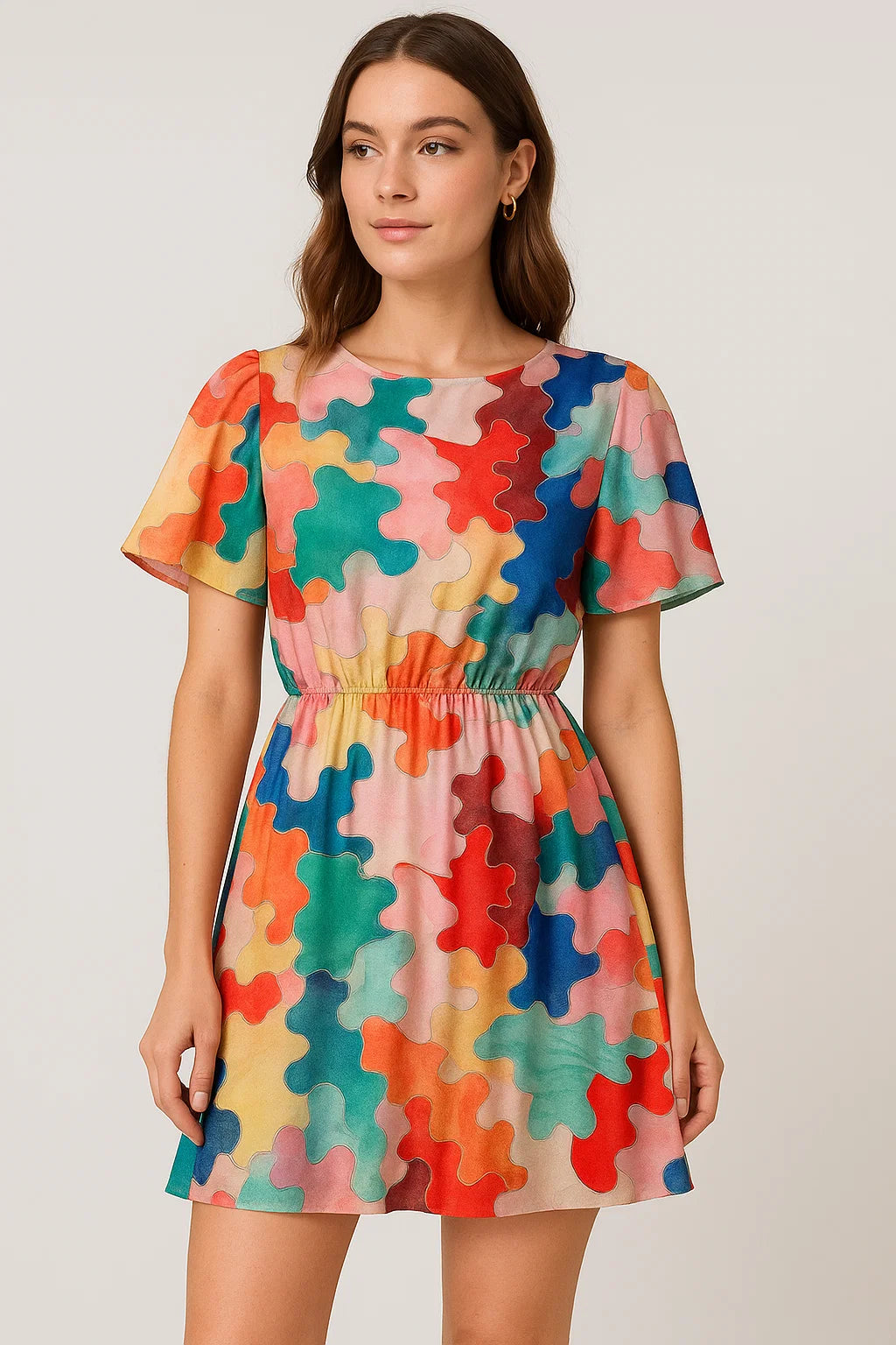 Gorgeous multicolor abstract digital printed fabric from FAB VOGUE Studio