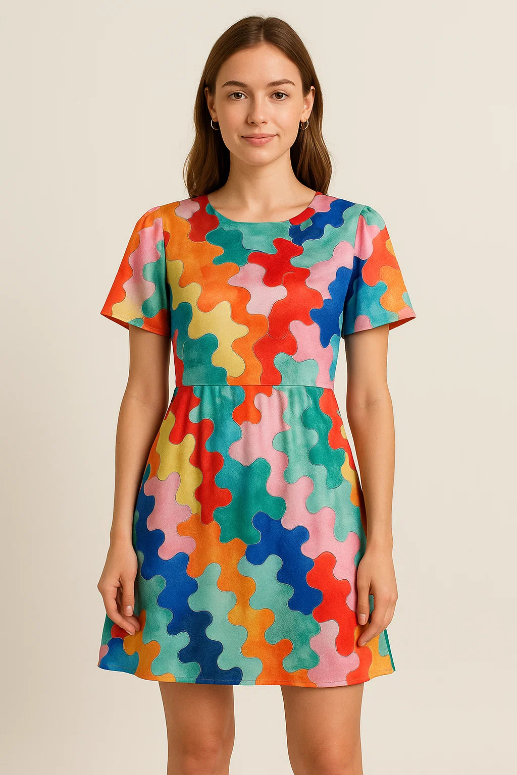 Gorgeous multicolor abstract digital printed fabric from FAB VOGUE Studio