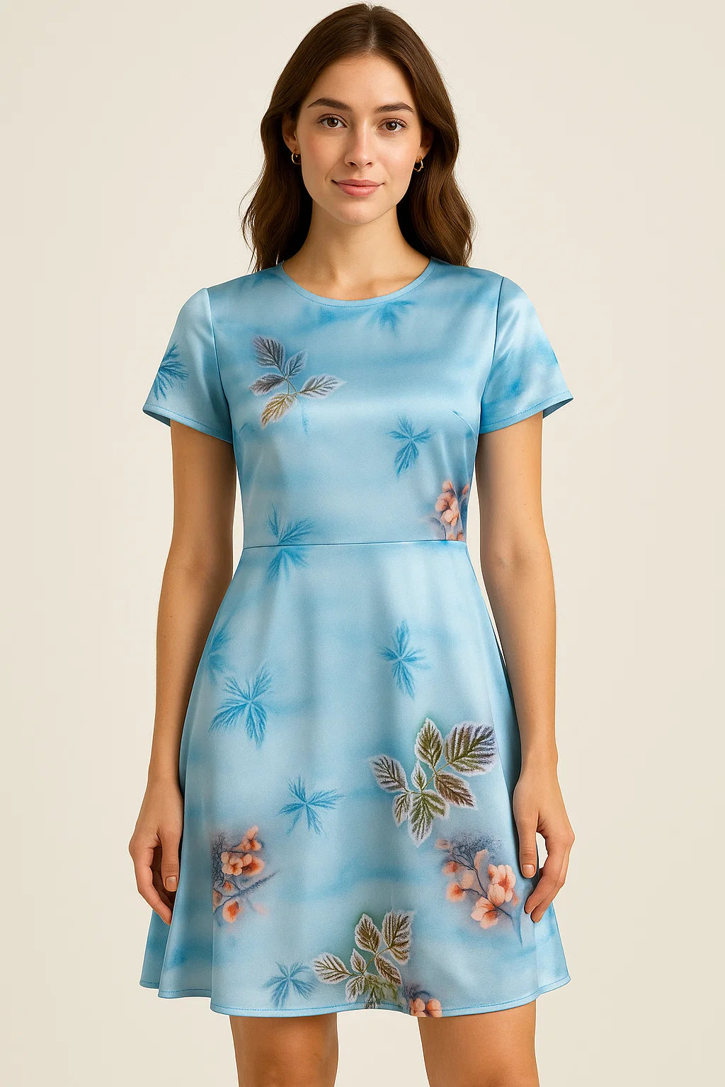 Gorgeous blue floral digital printed fabric from FAB VOGUE Studio