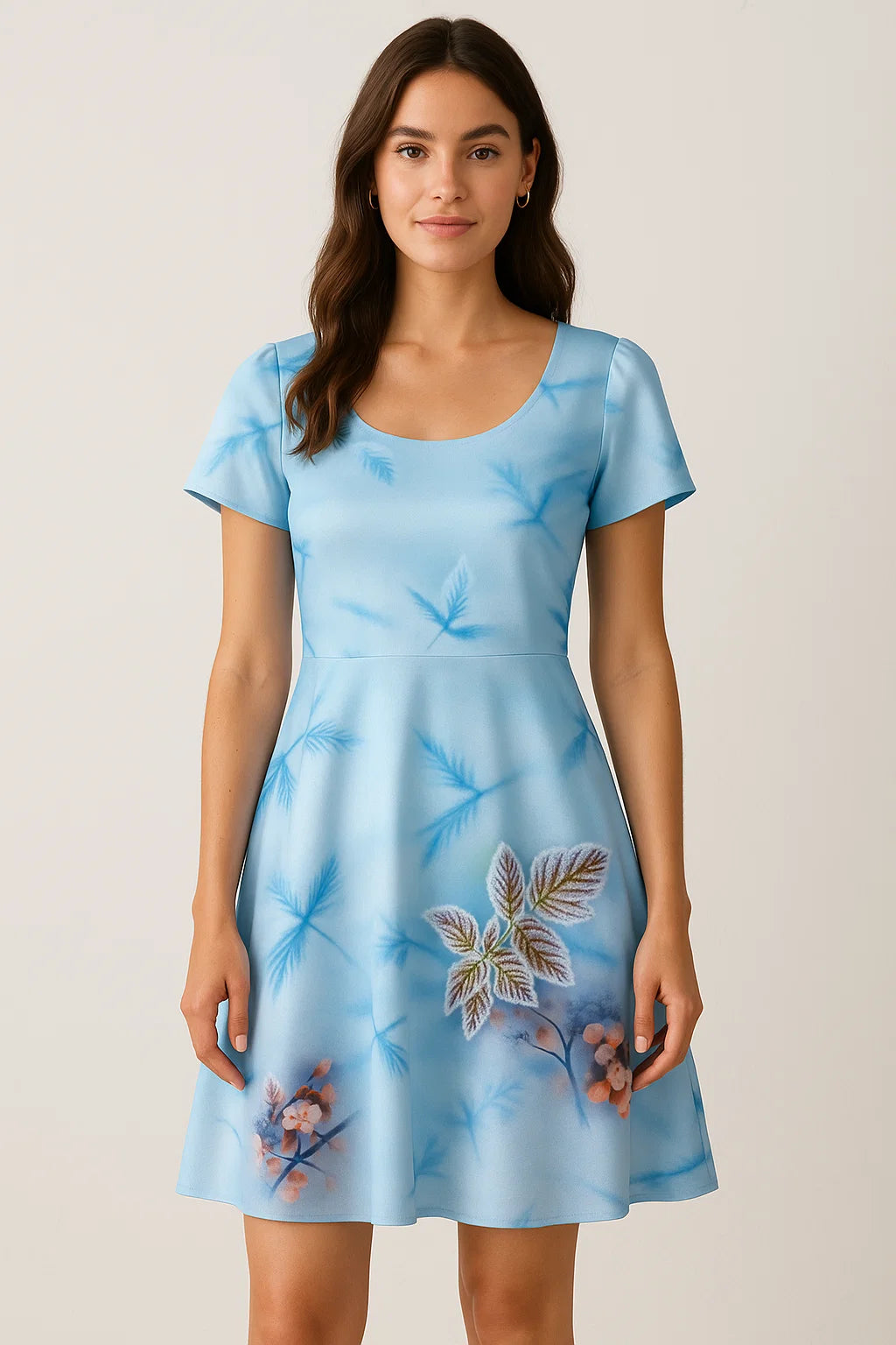 Gorgeous blue floral digital printed fabric from FAB VOGUE Studio