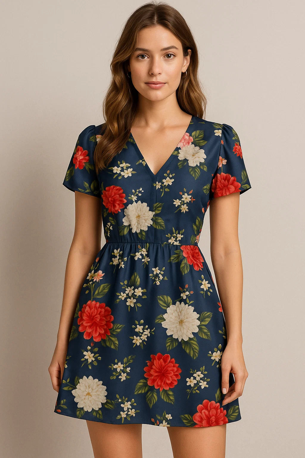 Gorgeous gray floral digital printed fabric by FAB VOGUE Studio