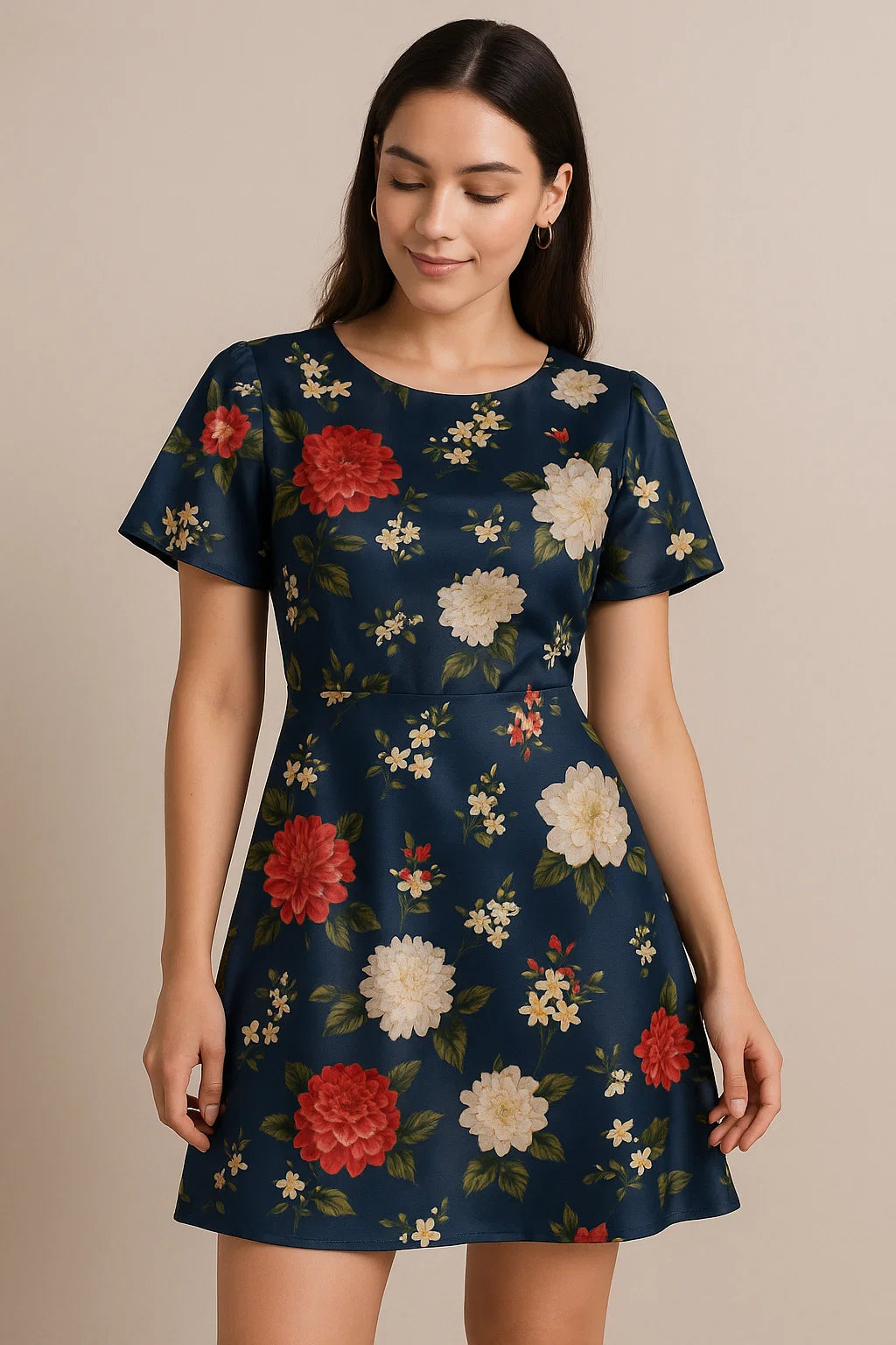 Gorgeous gray floral digital printed fabric by FAB VOGUE Studio