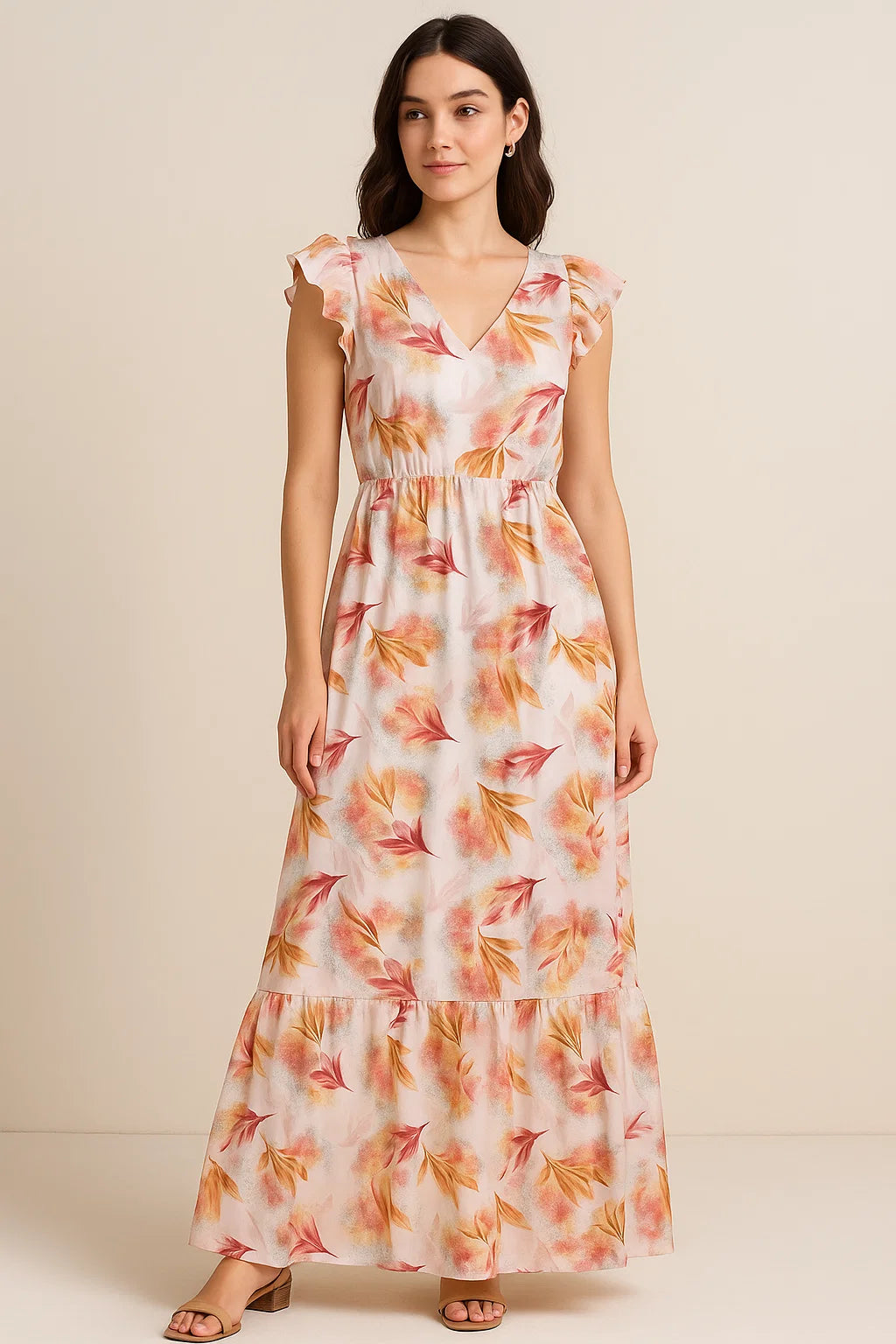 White Gloss Leaves Japan Satin Printed Fabric