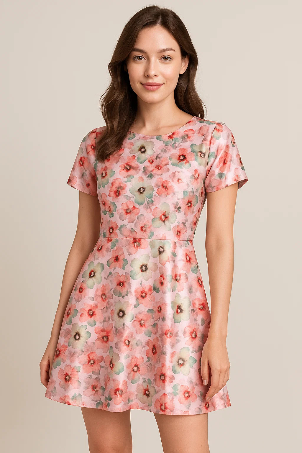 Dolomite Crystal Flower Japan Satin Printed Fabric