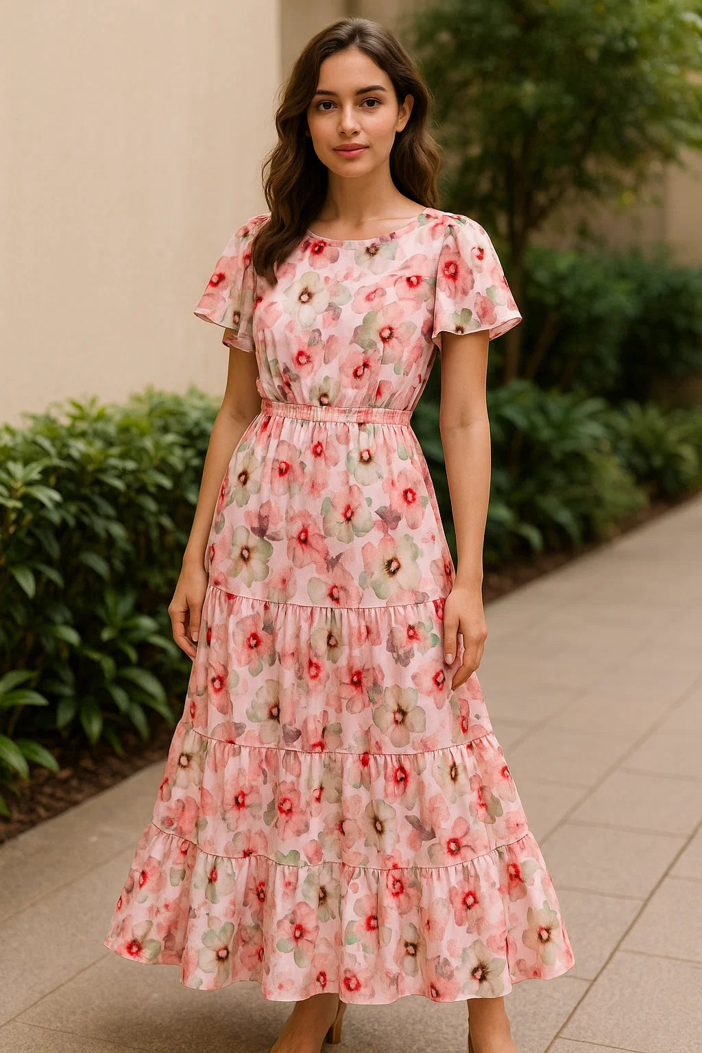 Dolomite Crystal Flower Japan Satin Printed Fabric