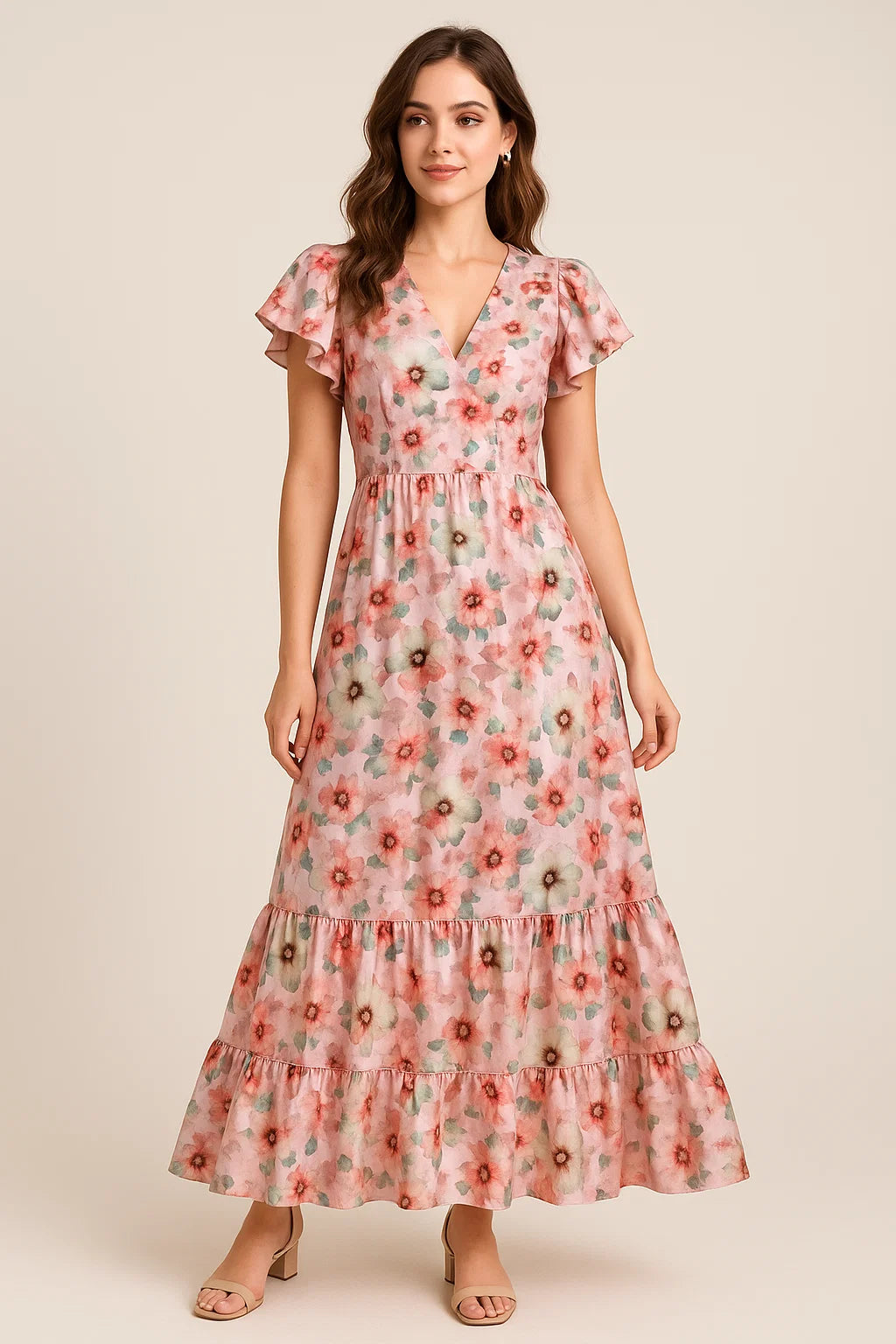 Dolomite Crystal Flower Japan Satin Printed Fabric