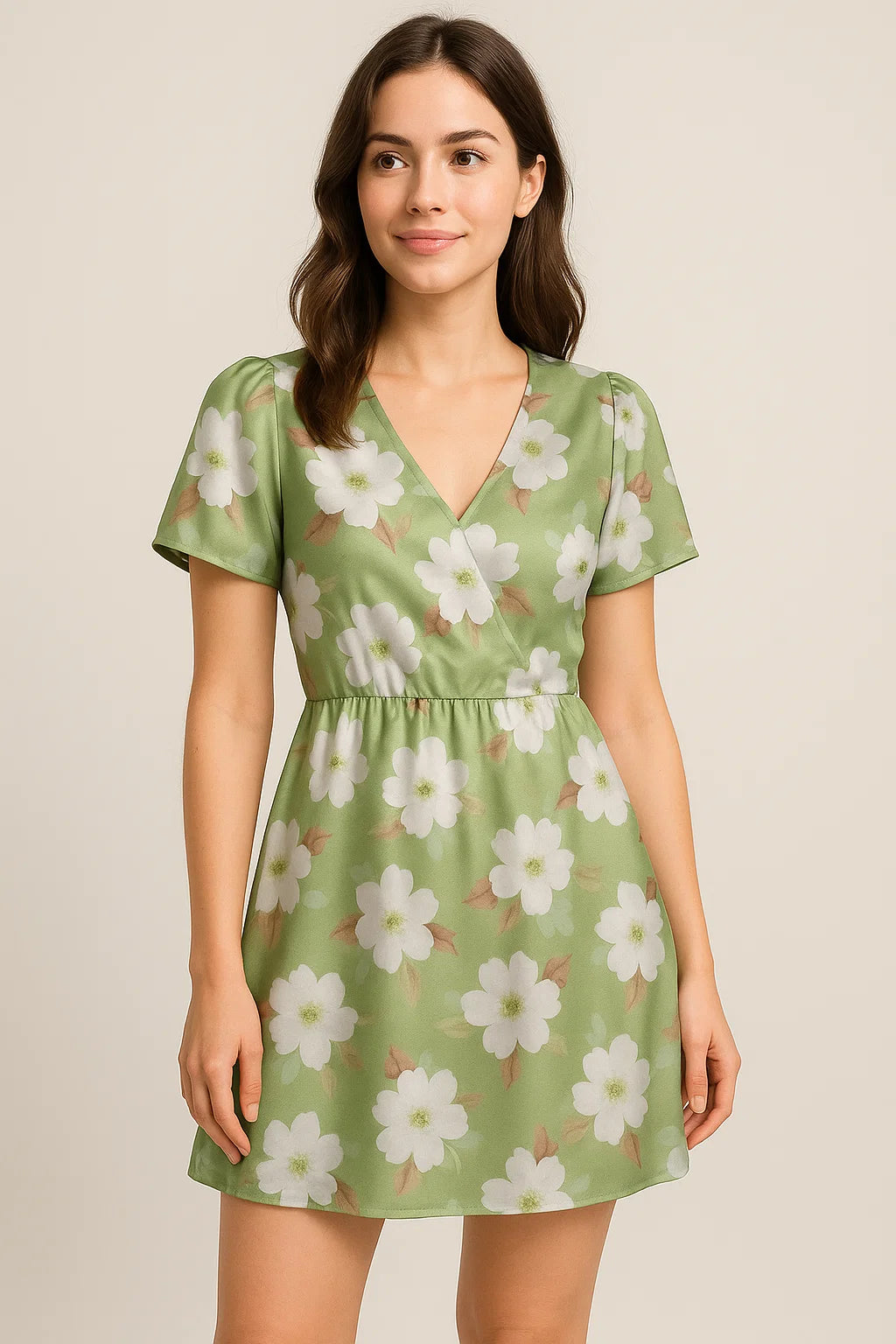 Lovely White Rose Digital Printed Fabric - Japan Satin