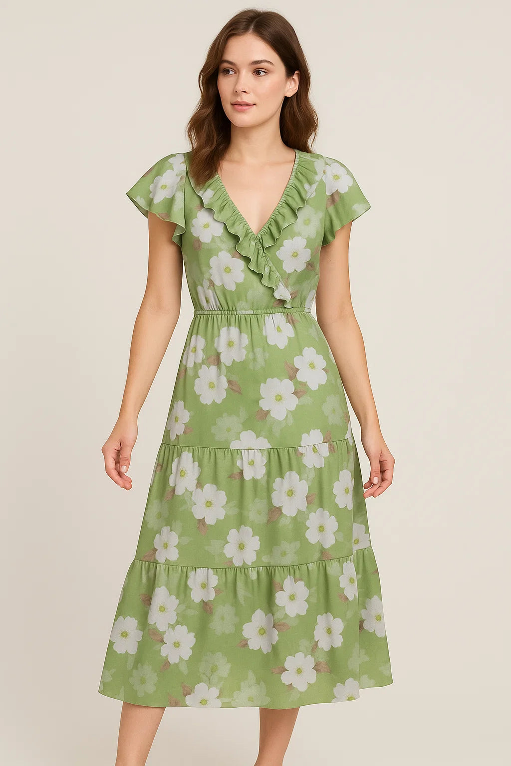 Lovely White Rose Digital Printed Fabric - Japan Satin