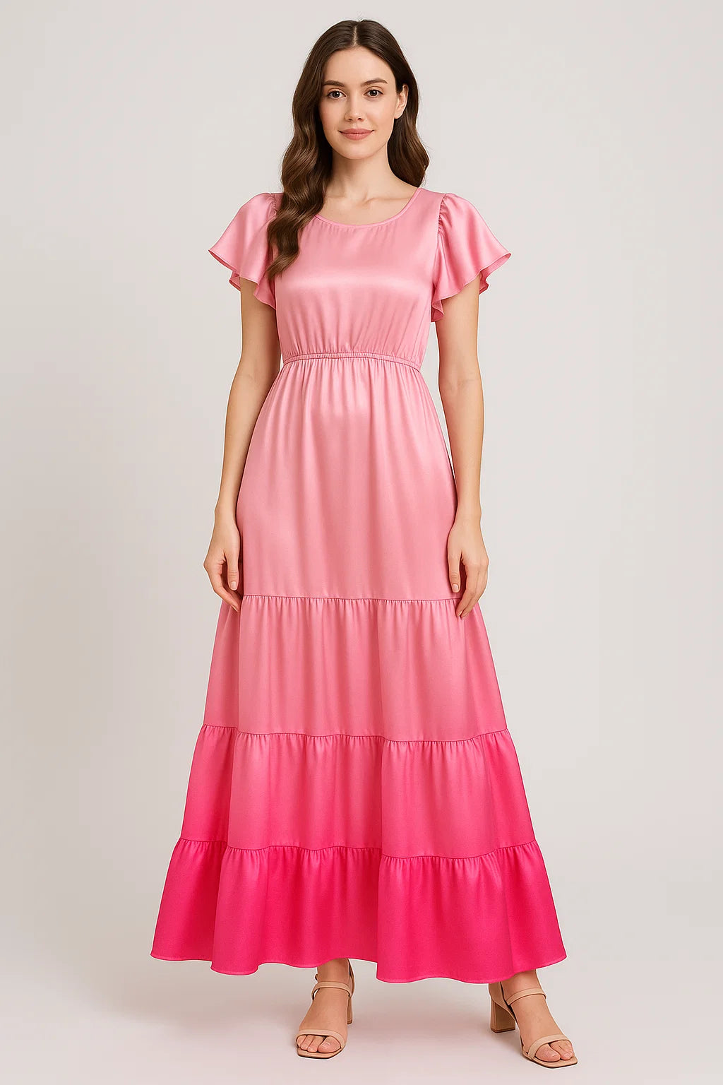 Beautiful Three Colour Gradients Digital Printed Fabric - Japan Satin