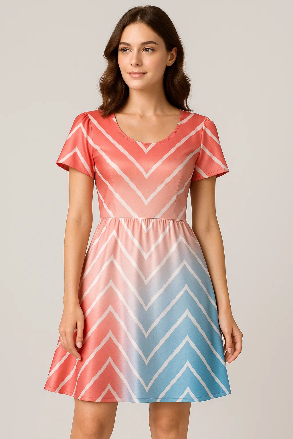 Morden Colours Of Zigzag Digital Printed Fabric - Japan Satin