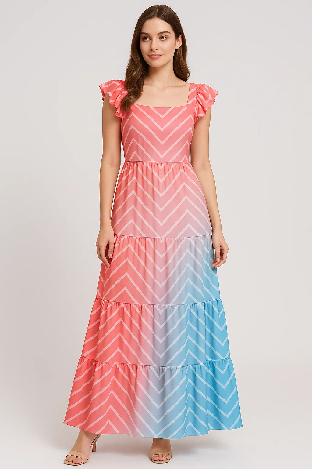 Morden Colours Of Zigzag Digital Printed Fabric - Japan Satin