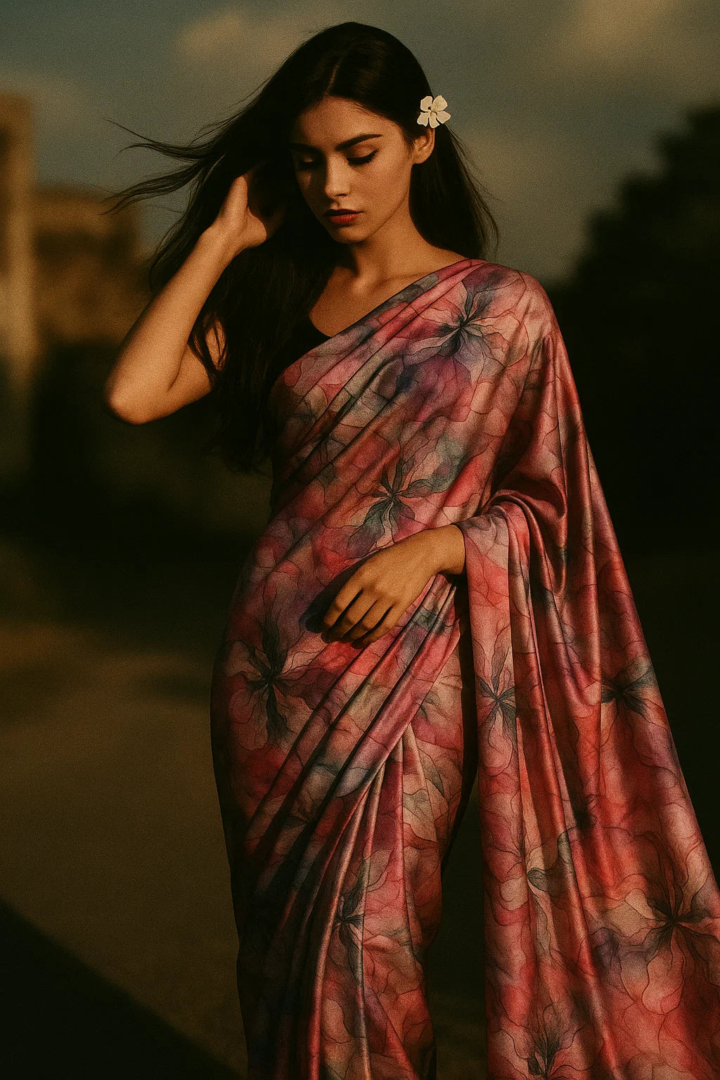 Watercolour Marigold Flower Digital Printed Fabric - Japan Satin