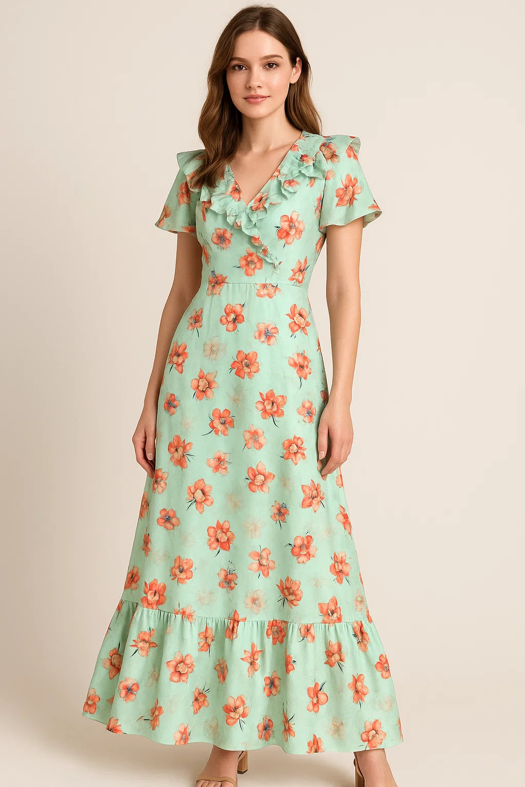 Seamless Watercolour Flower Art Digital Printed Fabric - Japan Satin