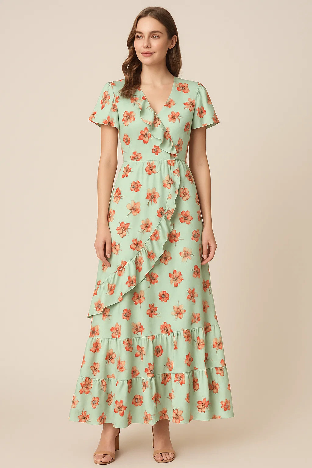 Seamless Watercolour Flower Art Digital Printed Fabric - Japan Satin