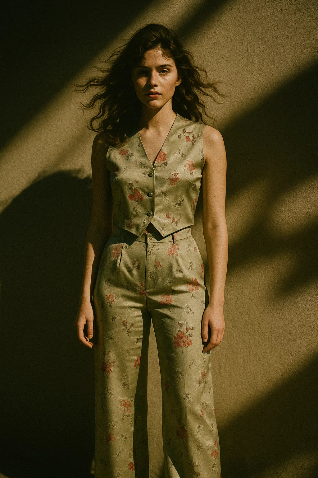 Creative Heart Shape Of Love Leaves Digital Printed Fabric - Japan Satin