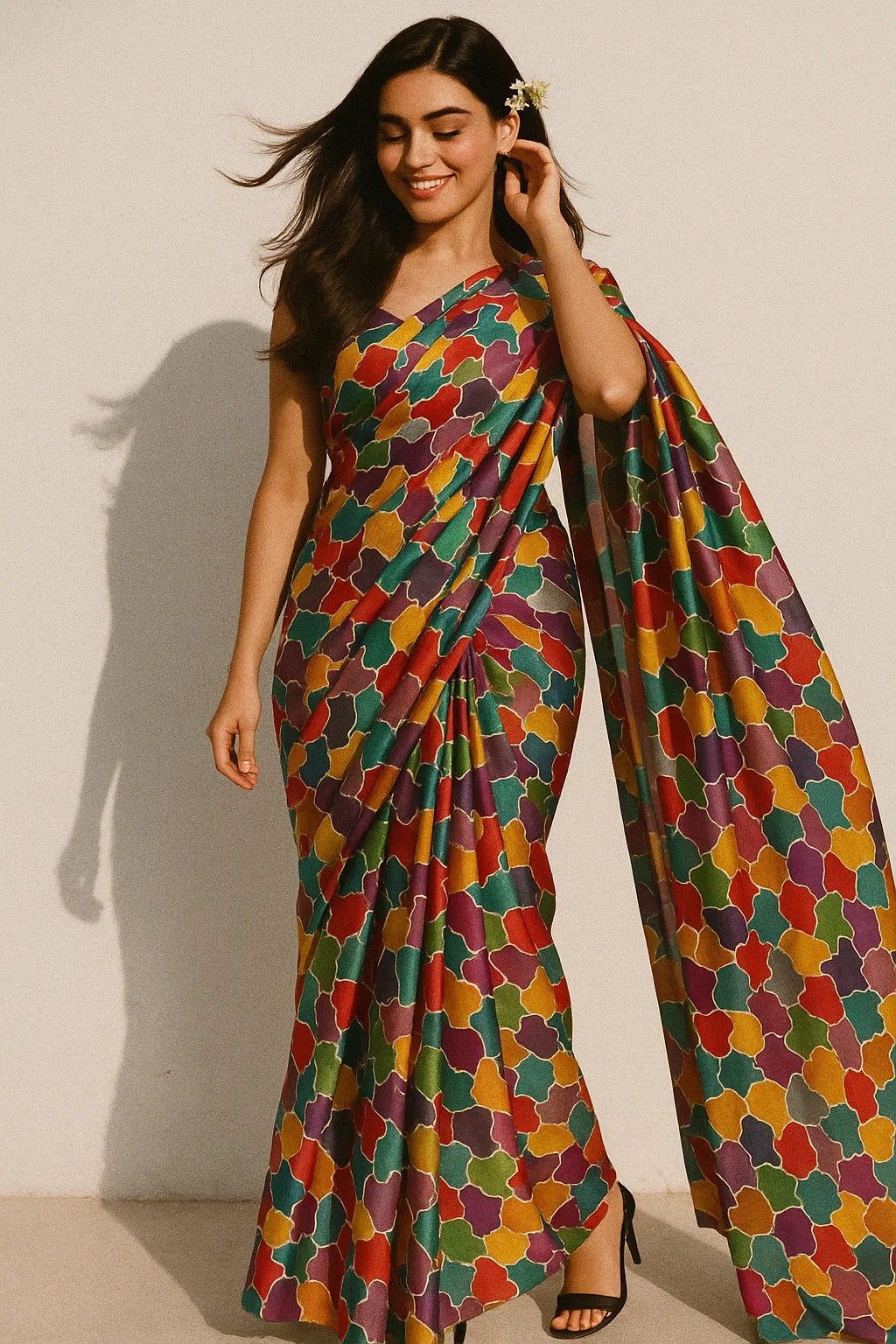 Colourful Marble Abstract Art Digital Printed Fabric - Japan Satin