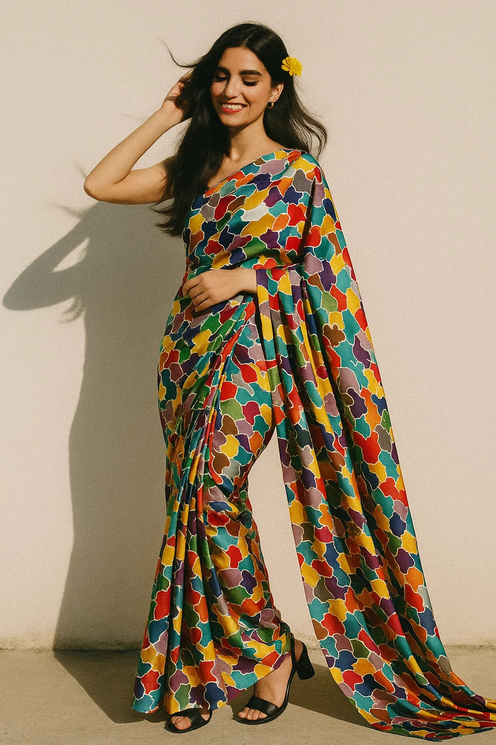 Colourful Marble Abstract Art Digital Printed Fabric - Japan Satin