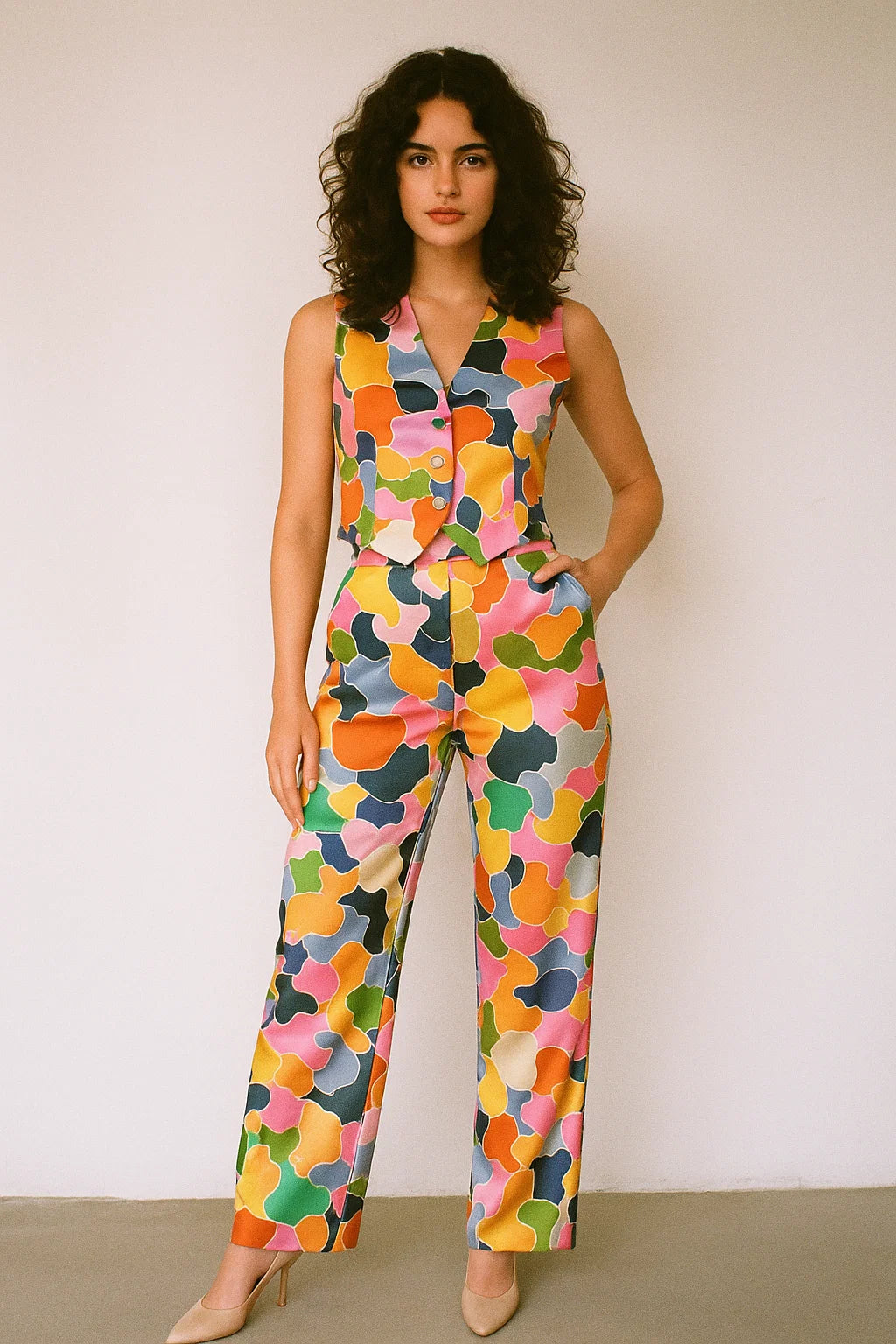 Seamless Rainbow Marble Art Digital Printed Fabric - Japan Satin