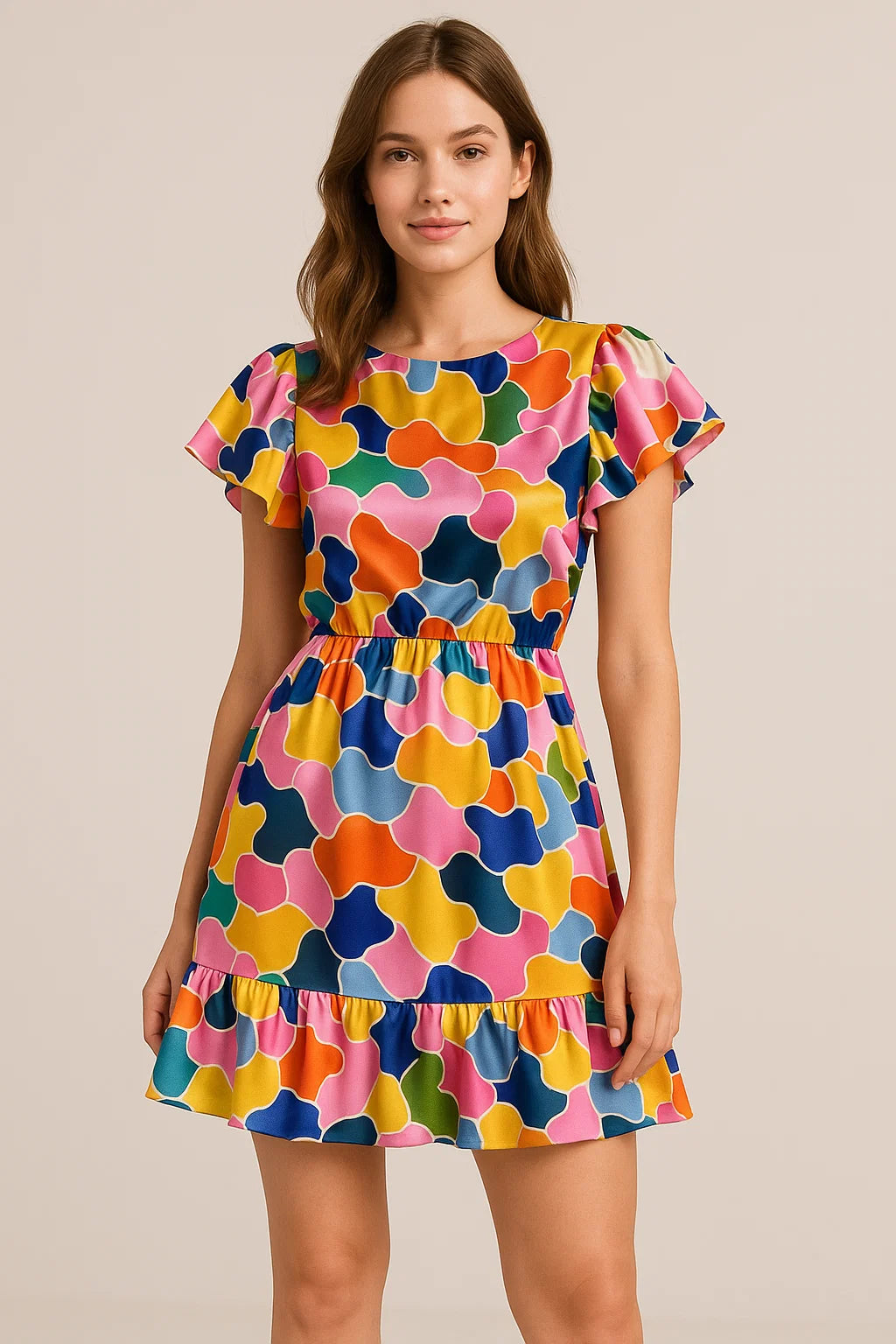 Seamless Rainbow Marble Art Digital Printed Fabric - Japan Satin