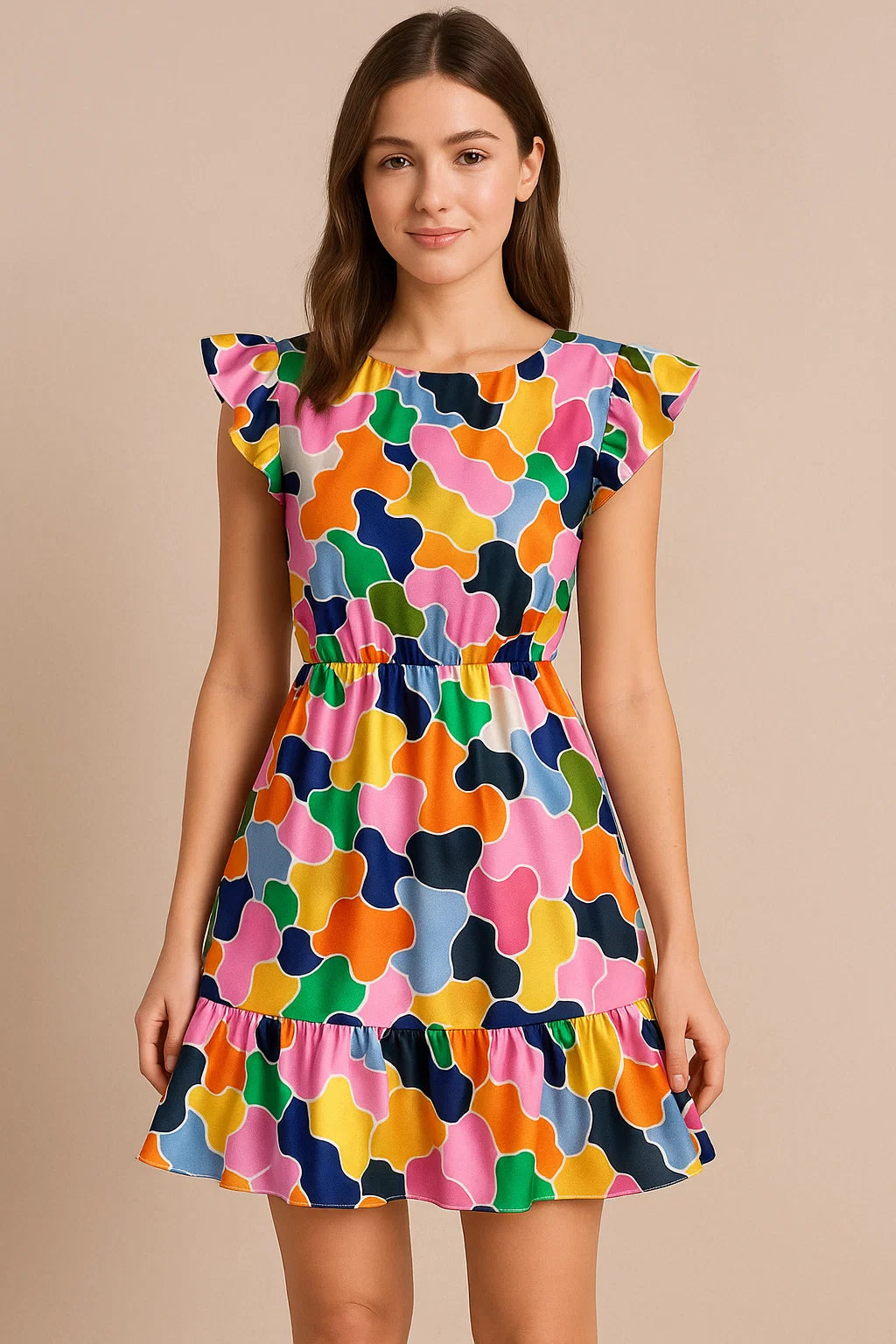 Seamless Rainbow Marble Art Digital Printed Fabric - Japan Satin