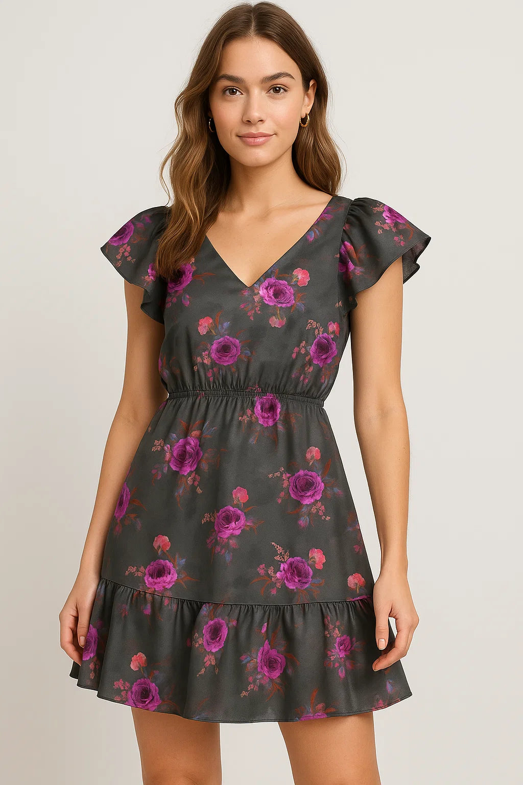 Lovely Peony With Wax Flower Digital Printed Fabric - Japan Satin