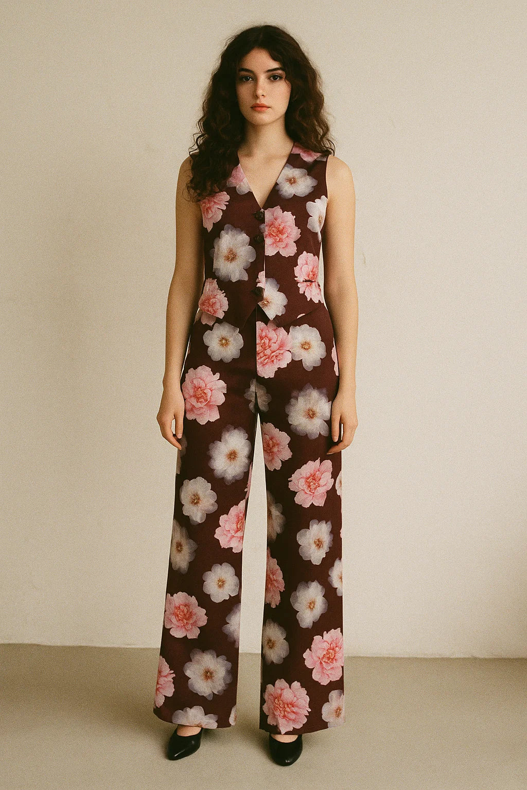 Attractive Pink Roses With Grey Digital Printed Fabric - Japan Satin