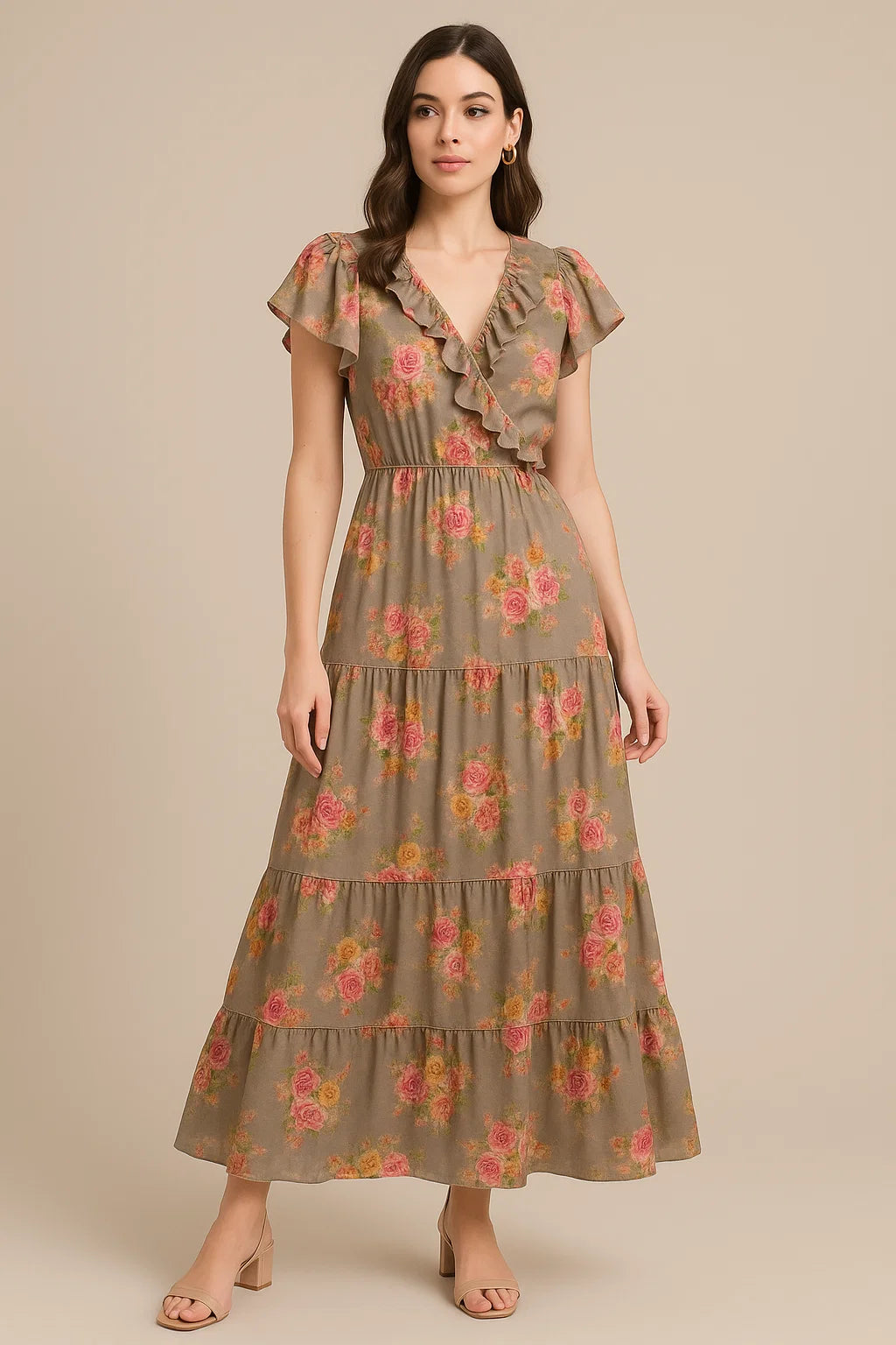 Lovely Yellow Roses With Jasmin Digital Printed Fabric - Japan Satin