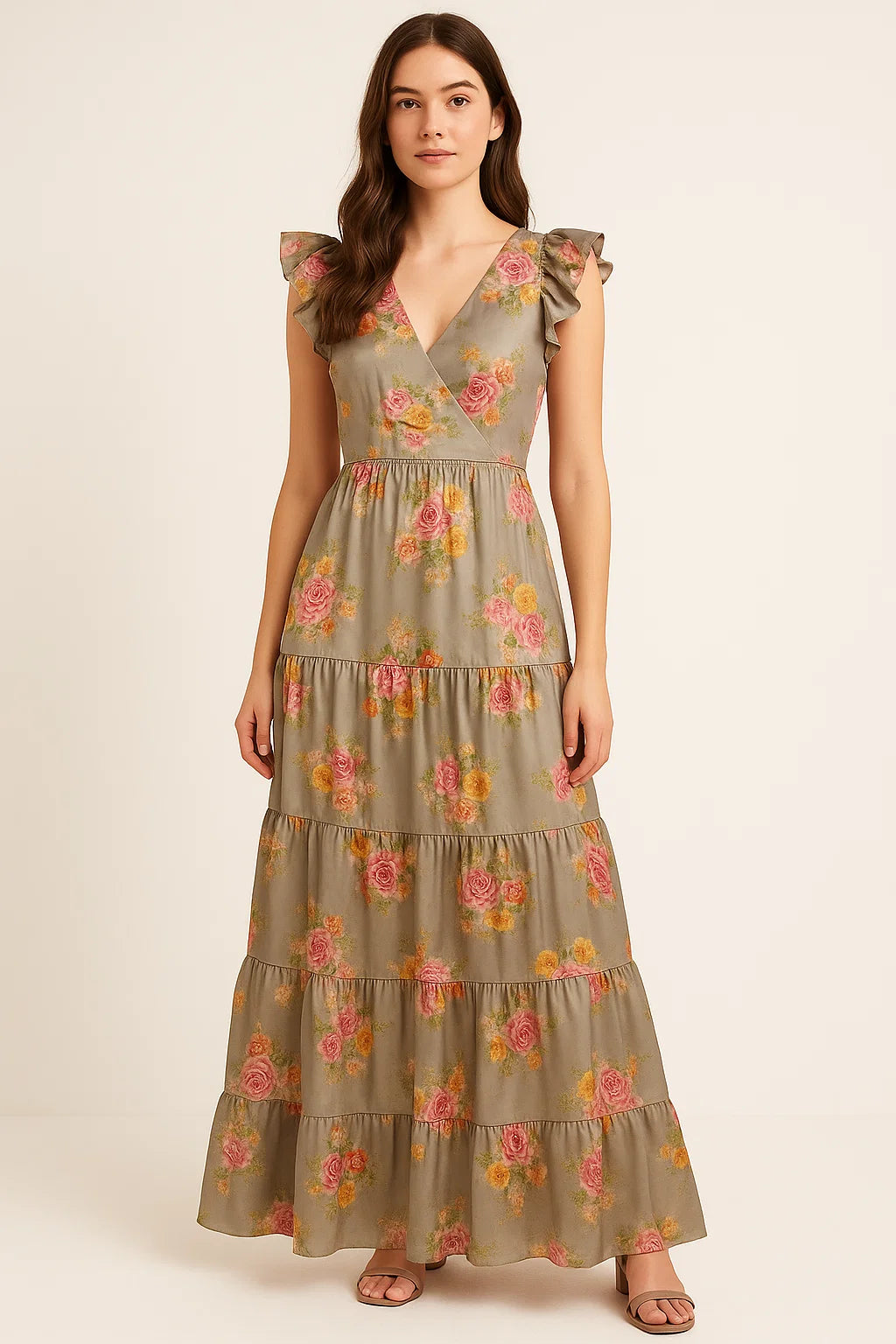 Lovely Yellow Roses With Jasmin Digital Printed Fabric - Japan Satin