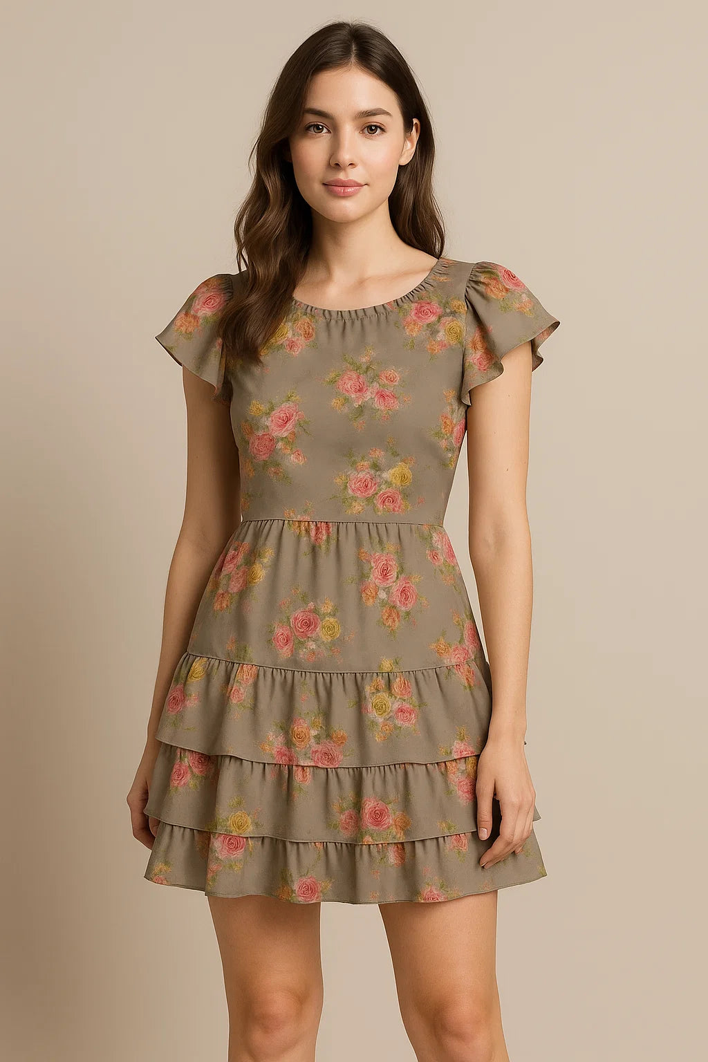 Lovely Yellow Roses With Jasmin Digital Printed Fabric - Japan Satin