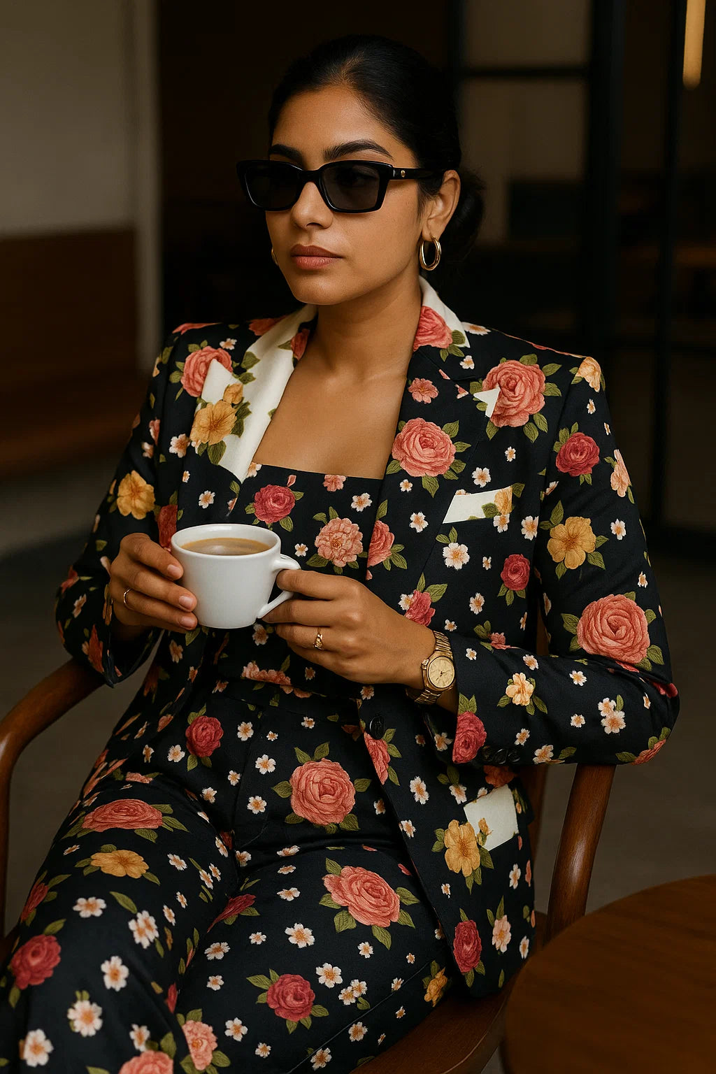 Multicolour Anemone Roses With Digital Printed Fabric - Japan Satin