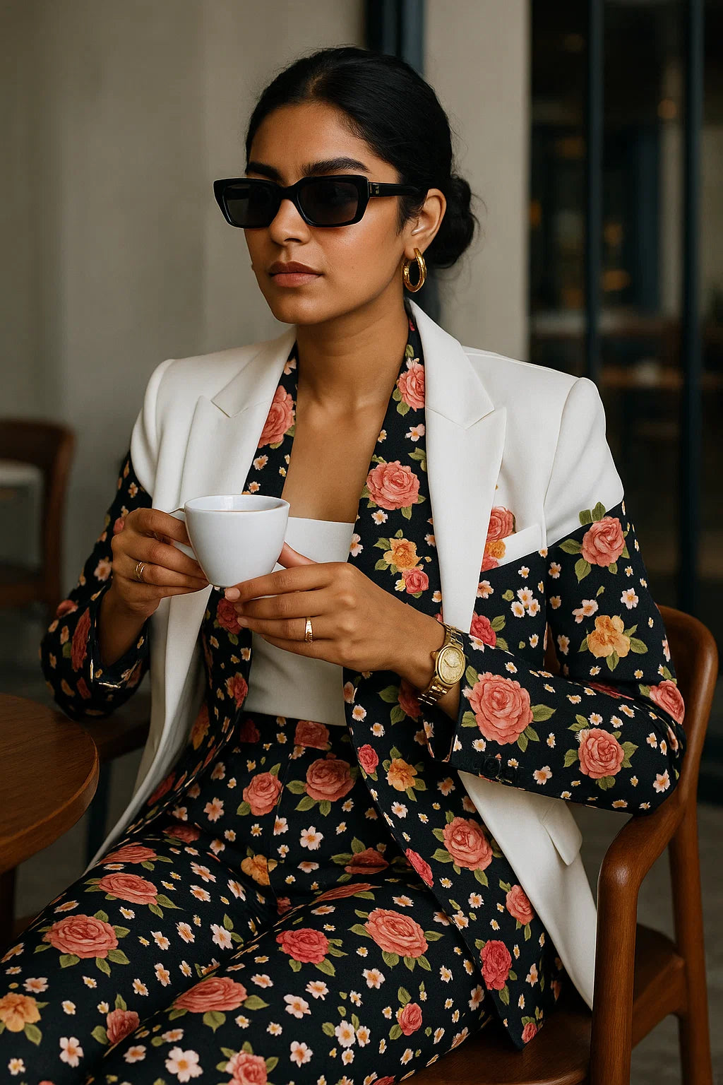 Multicolour Anemone Roses With Digital Printed Fabric - Japan Satin