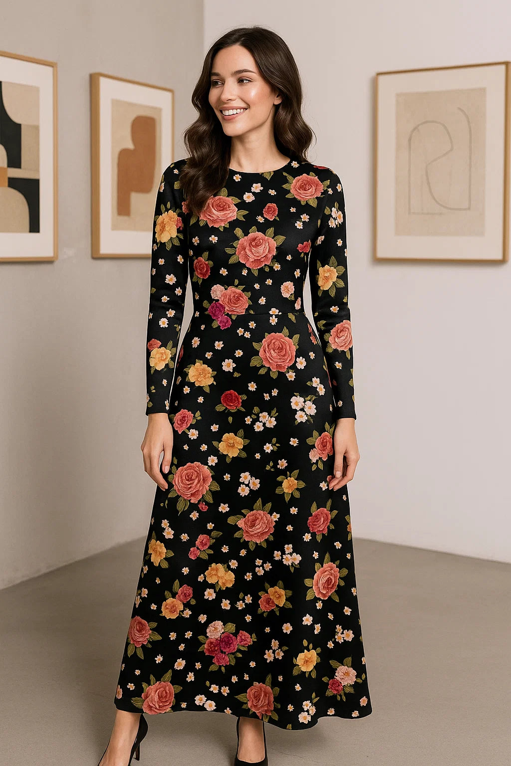 Multicolour Anemone Roses With Digital Printed Fabric - Japan Satin