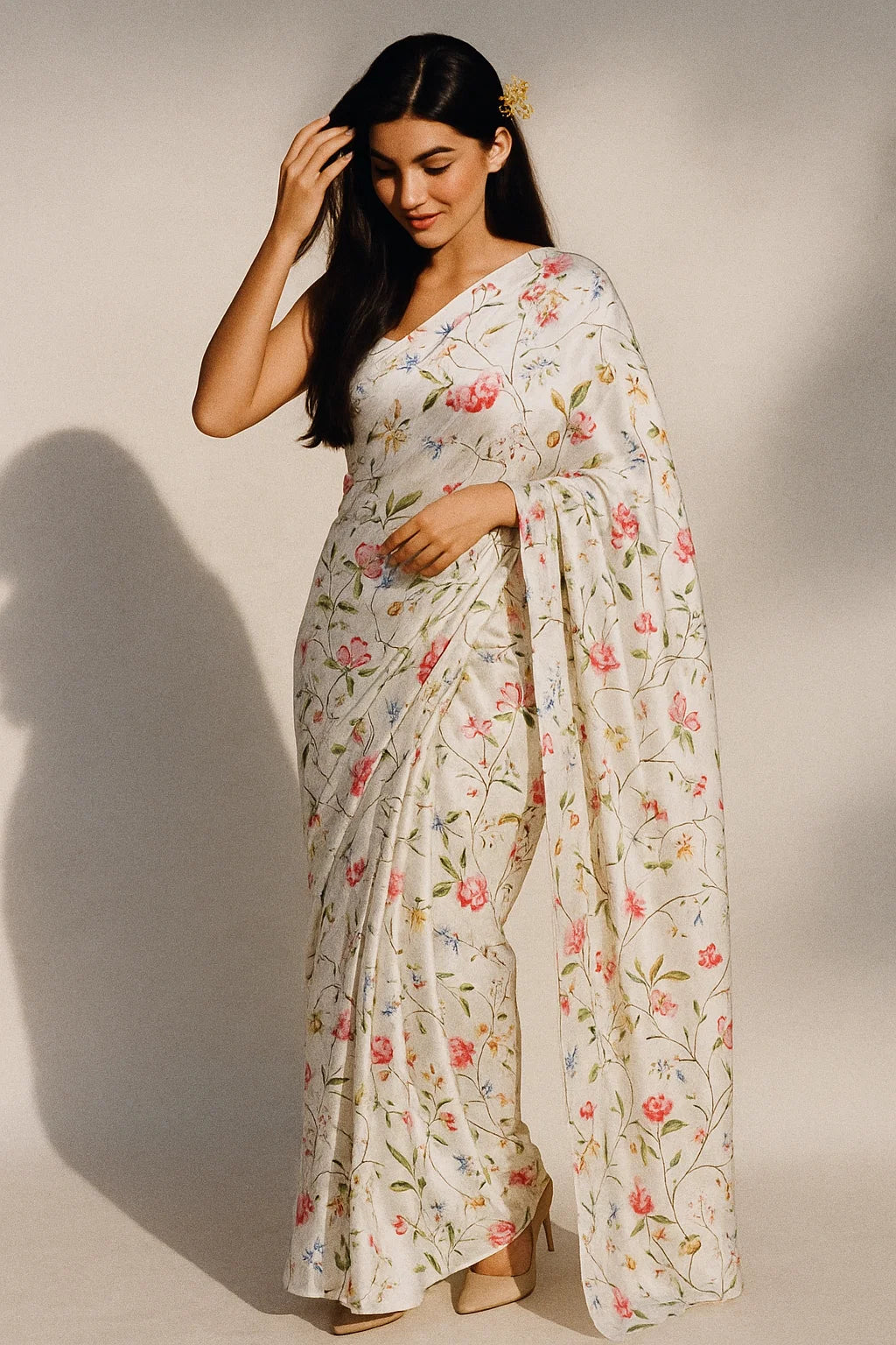 Abstract Colourful Flower Art Digital Printed Fabric - Japan Satin