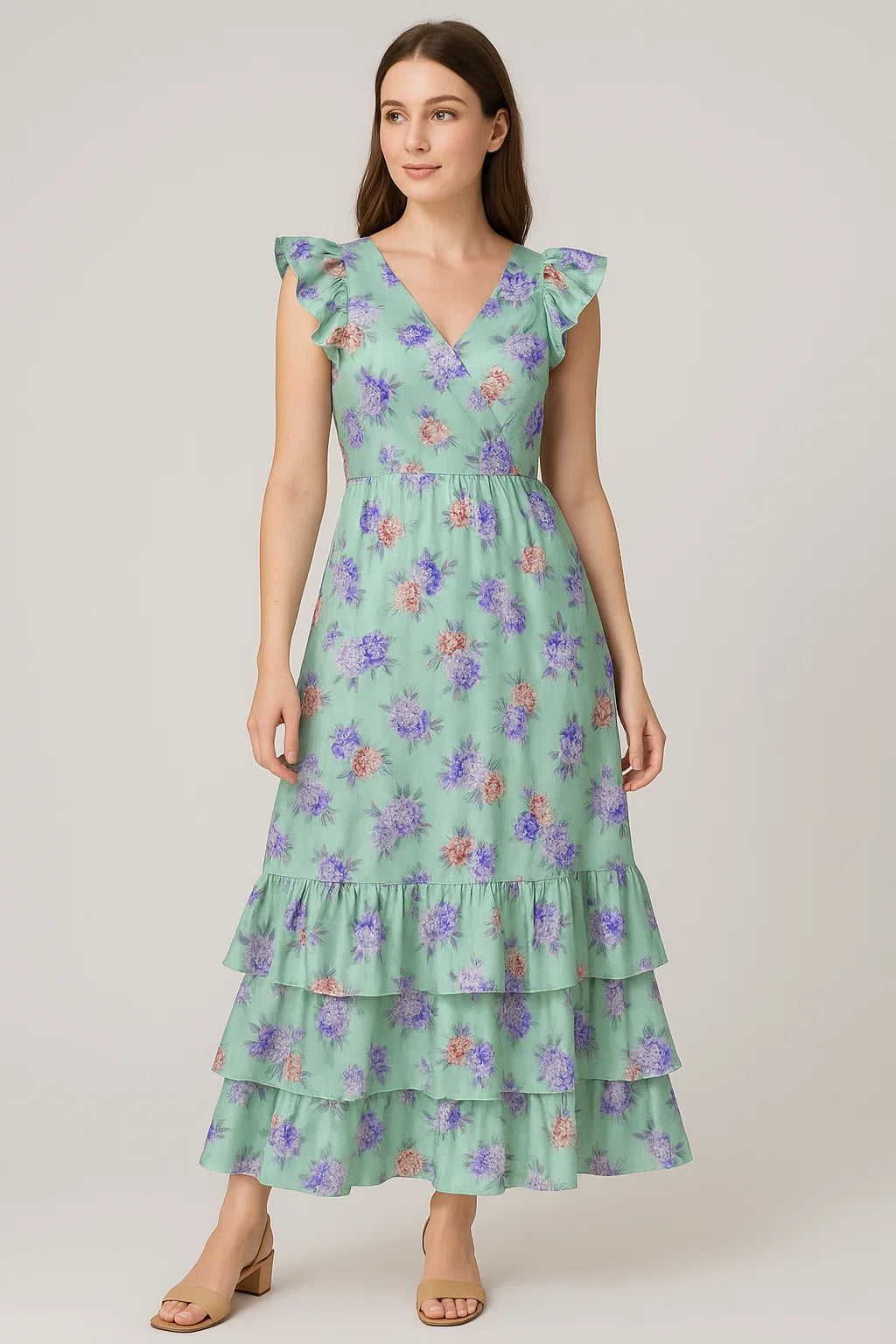 Beautiful Three Colour Geranium Flower Digital Printed Fabric - Japan Satin