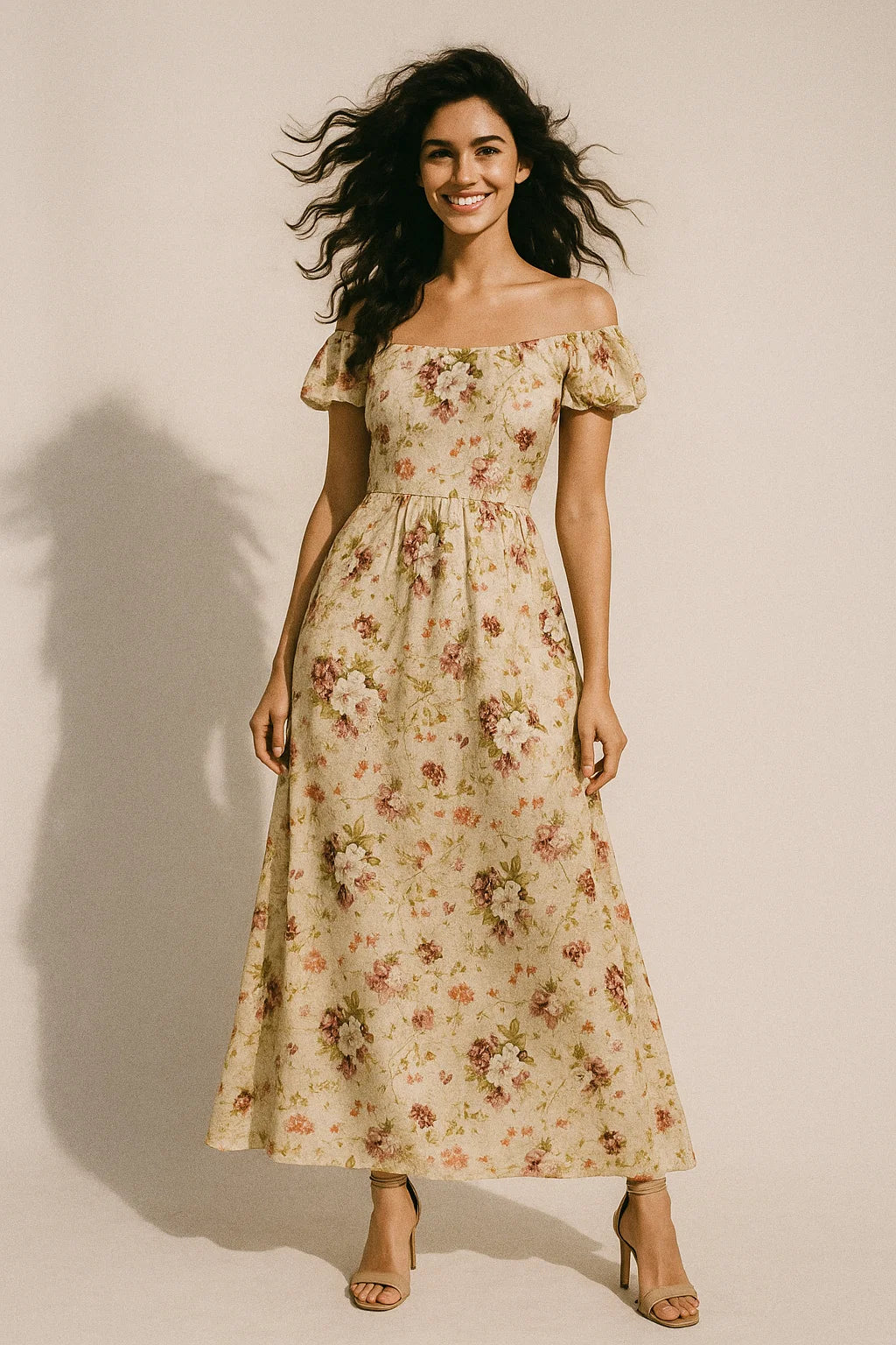 Watercolour Paint English Flower Digital Printed Fabric - Japan Satin