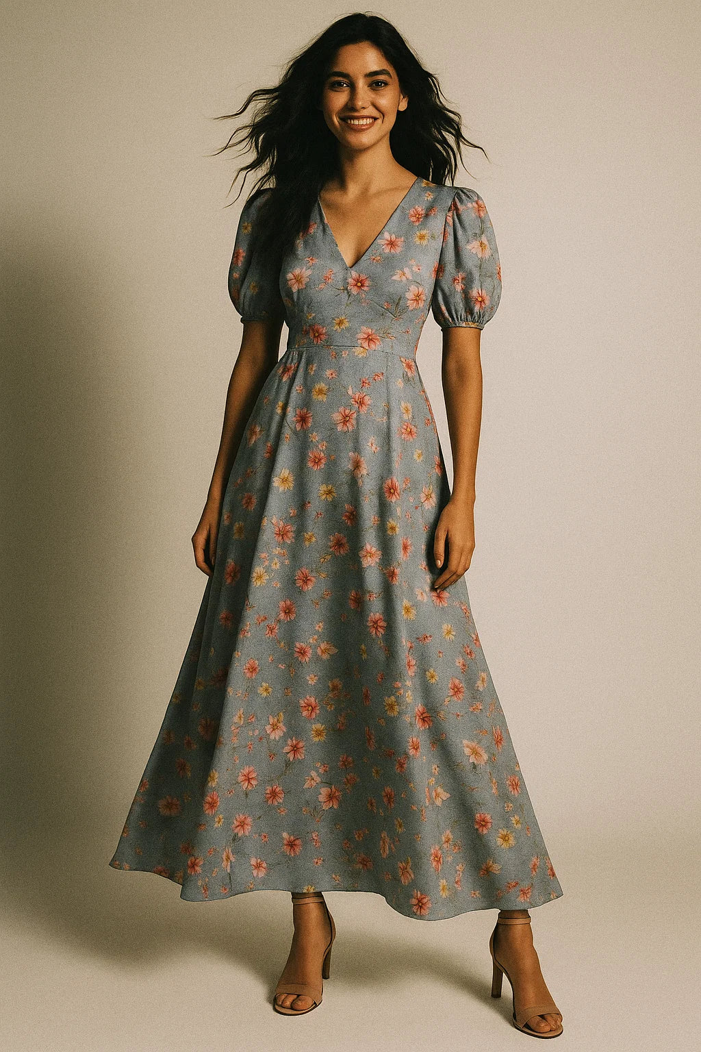 Colour Full Daisy With Spotted Background Digital Printed Fabric - Japan Satin