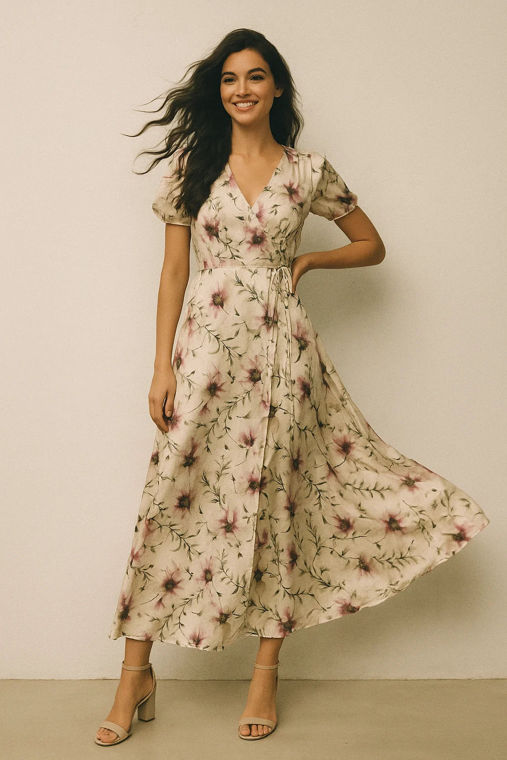 Big Flower Purple Orchid Digital Printed Fabric - Japan Satin