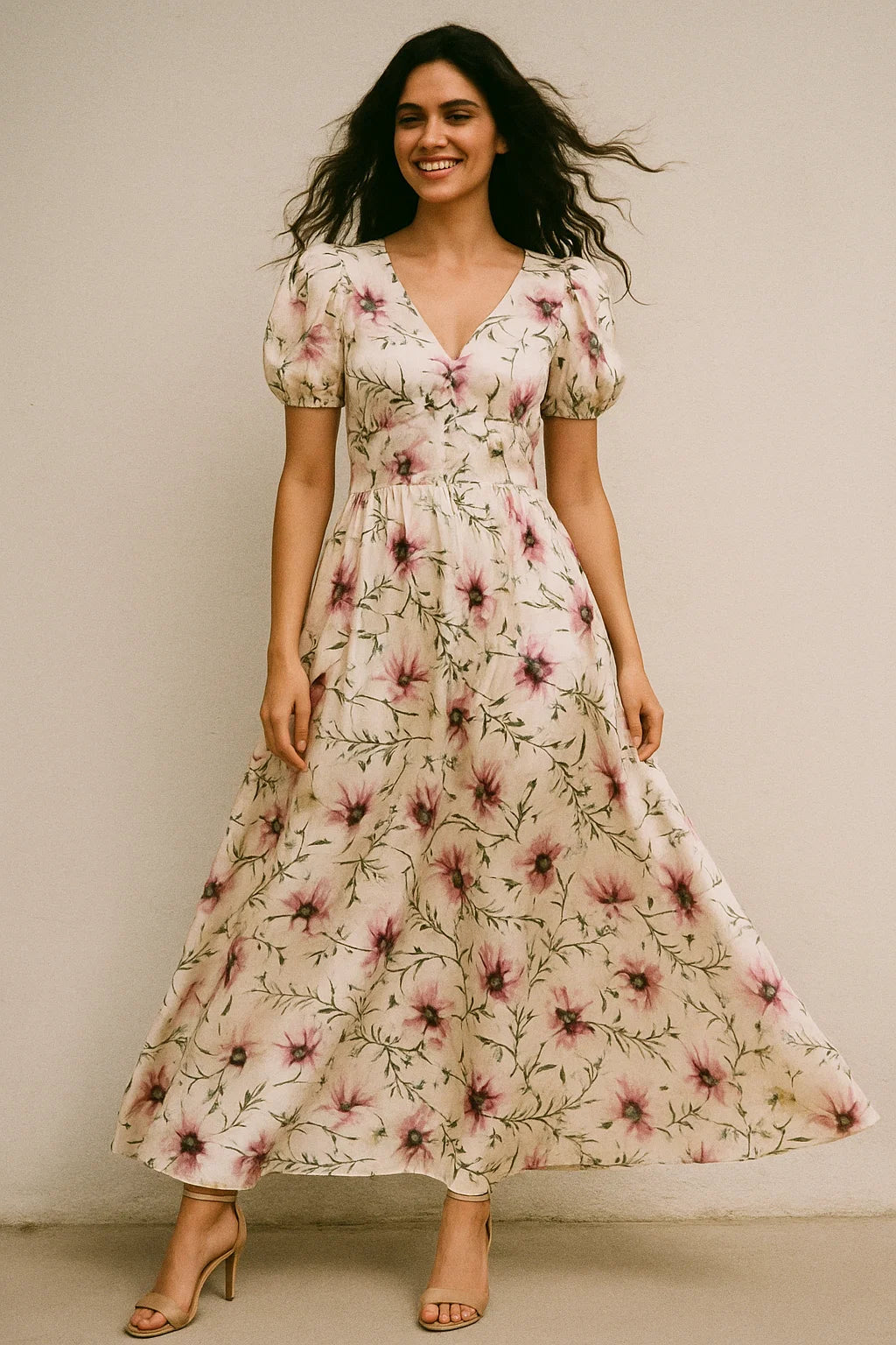 Big Flower Purple Orchid Digital Printed Fabric - Japan Satin