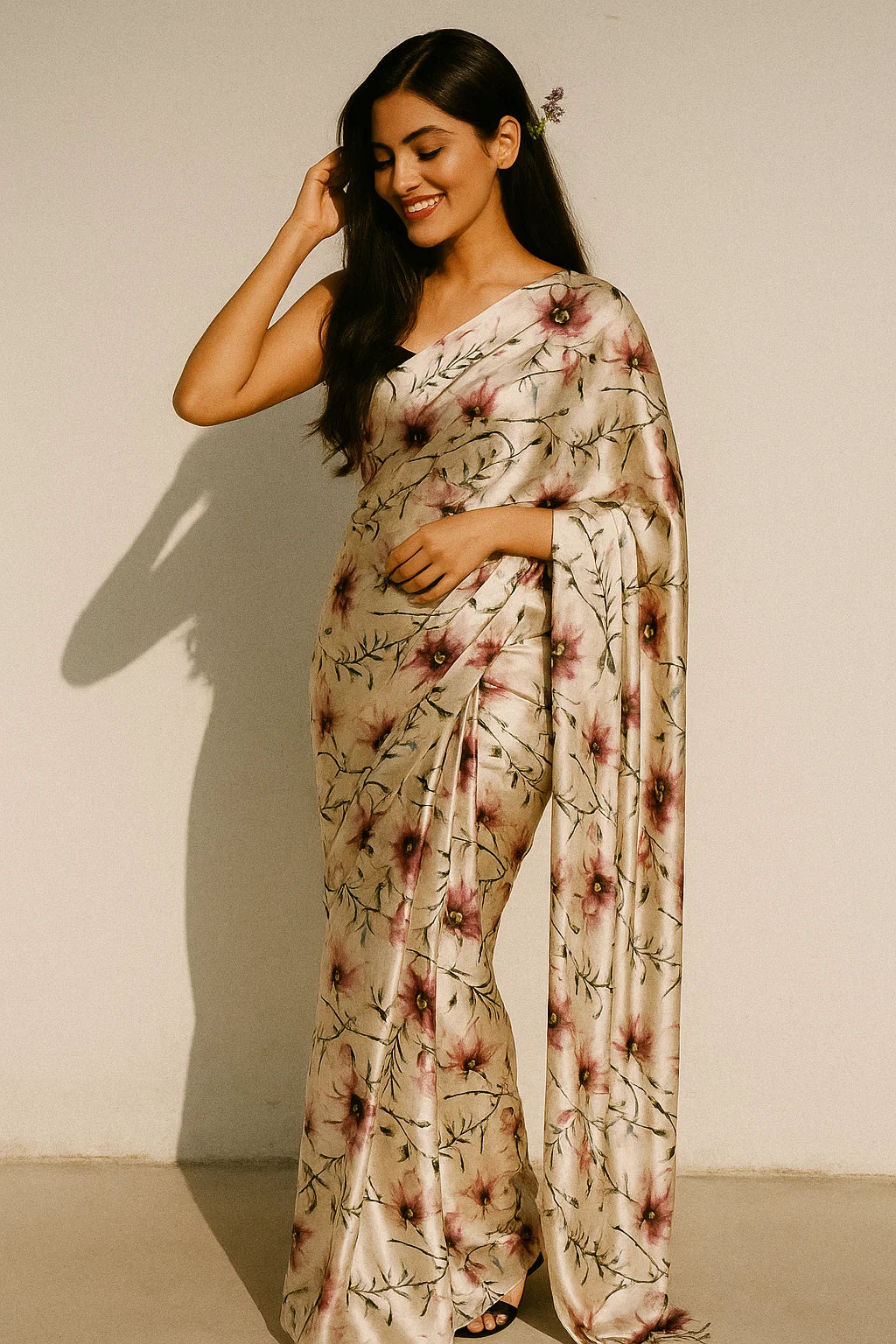 Big Flower Purple Orchid Digital Printed Fabric - Japan Satin