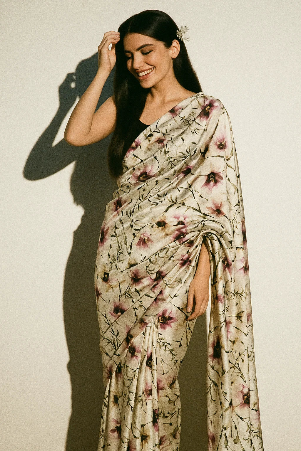 Big Flower Purple Orchid Digital Printed Fabric - Japan Satin