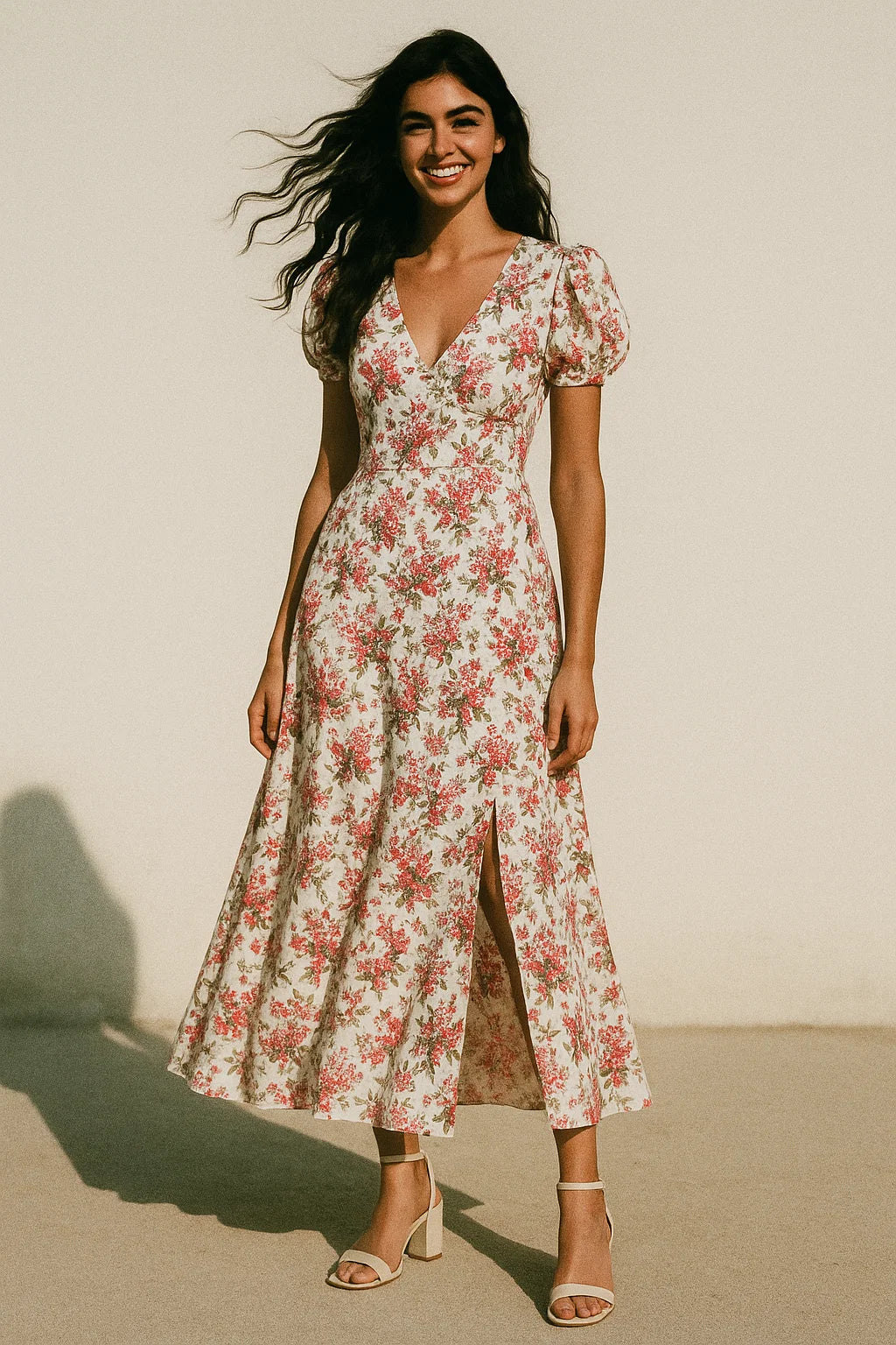 Tiny Daffodil Flower With Birch Leaves Digital Printed Fabric - Japan Satin