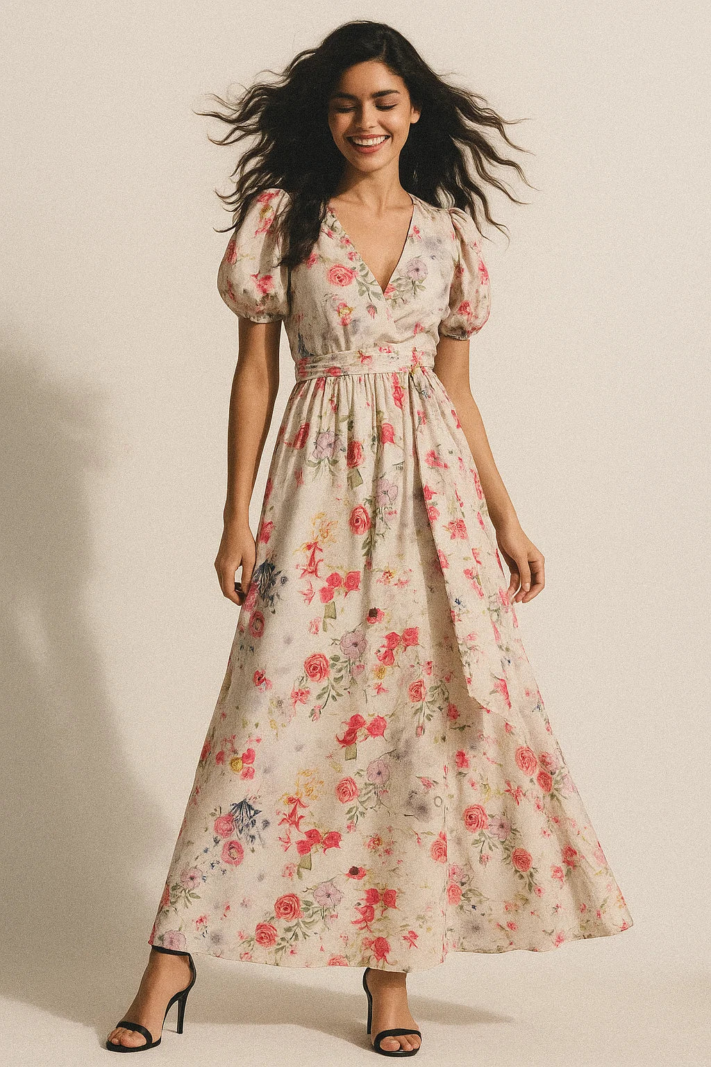 Beautifull Red And Pink Camellia Rose Of Branch Digital Printed Fabric - Japan Satin