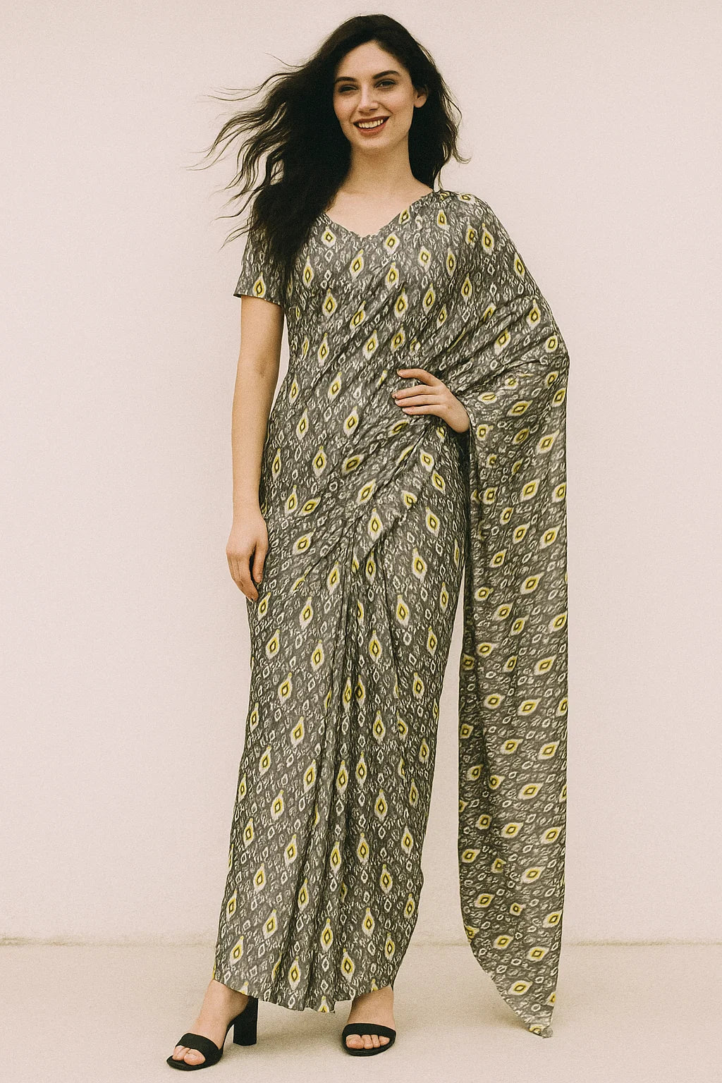 Retro Drop Effects Seamless Digital Printed Fabric - Japan Satin