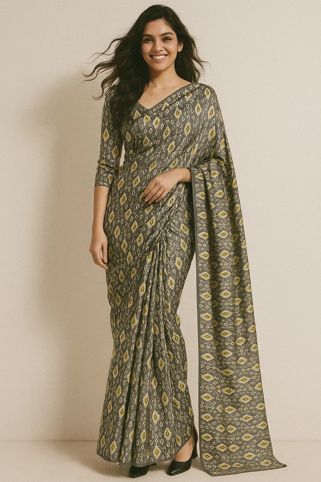 Retro Drop Effects Seamless Digital Printed Fabric - Japan Satin