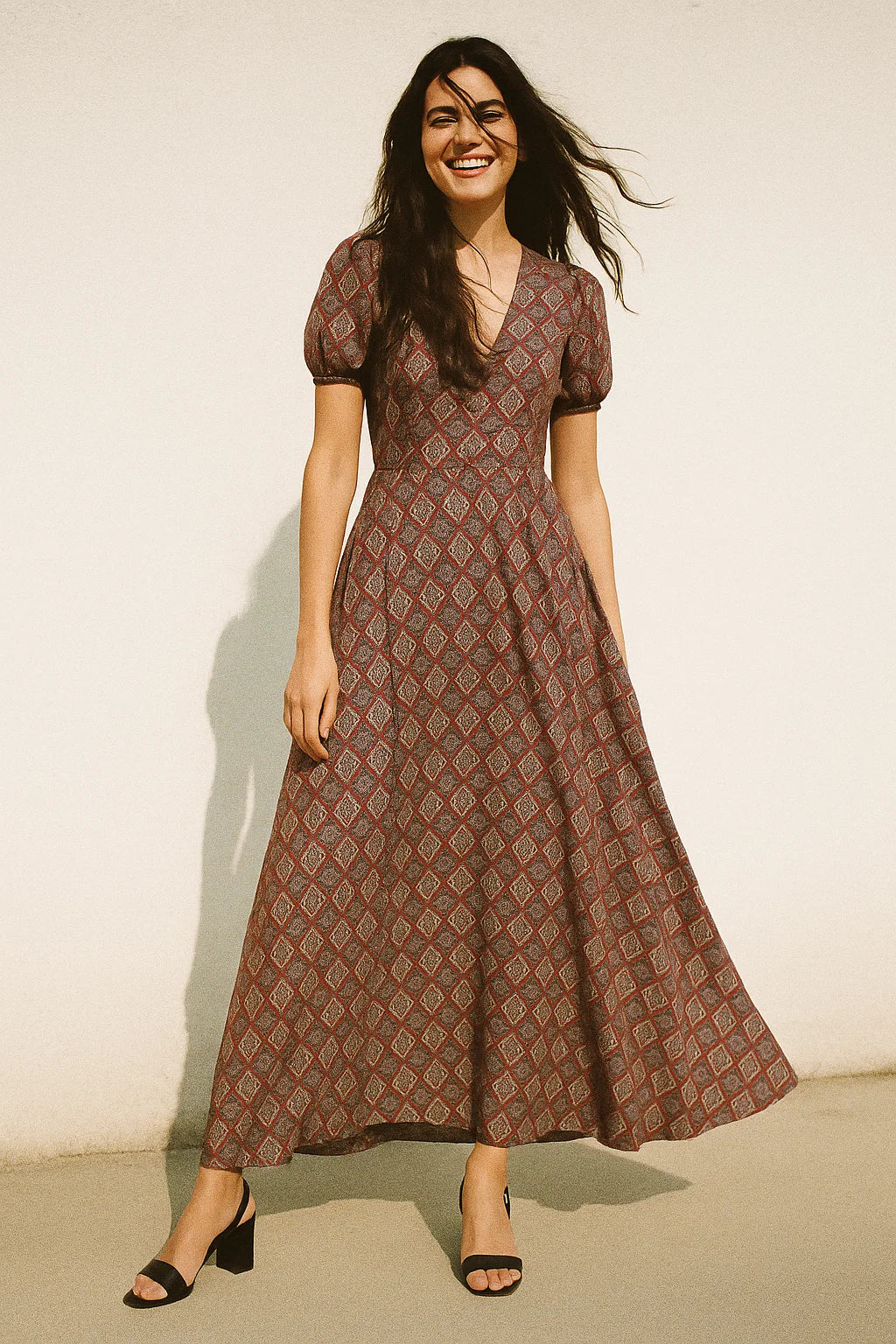 Morden Damask With Flower Digital Printed Fabric - Japan Satin