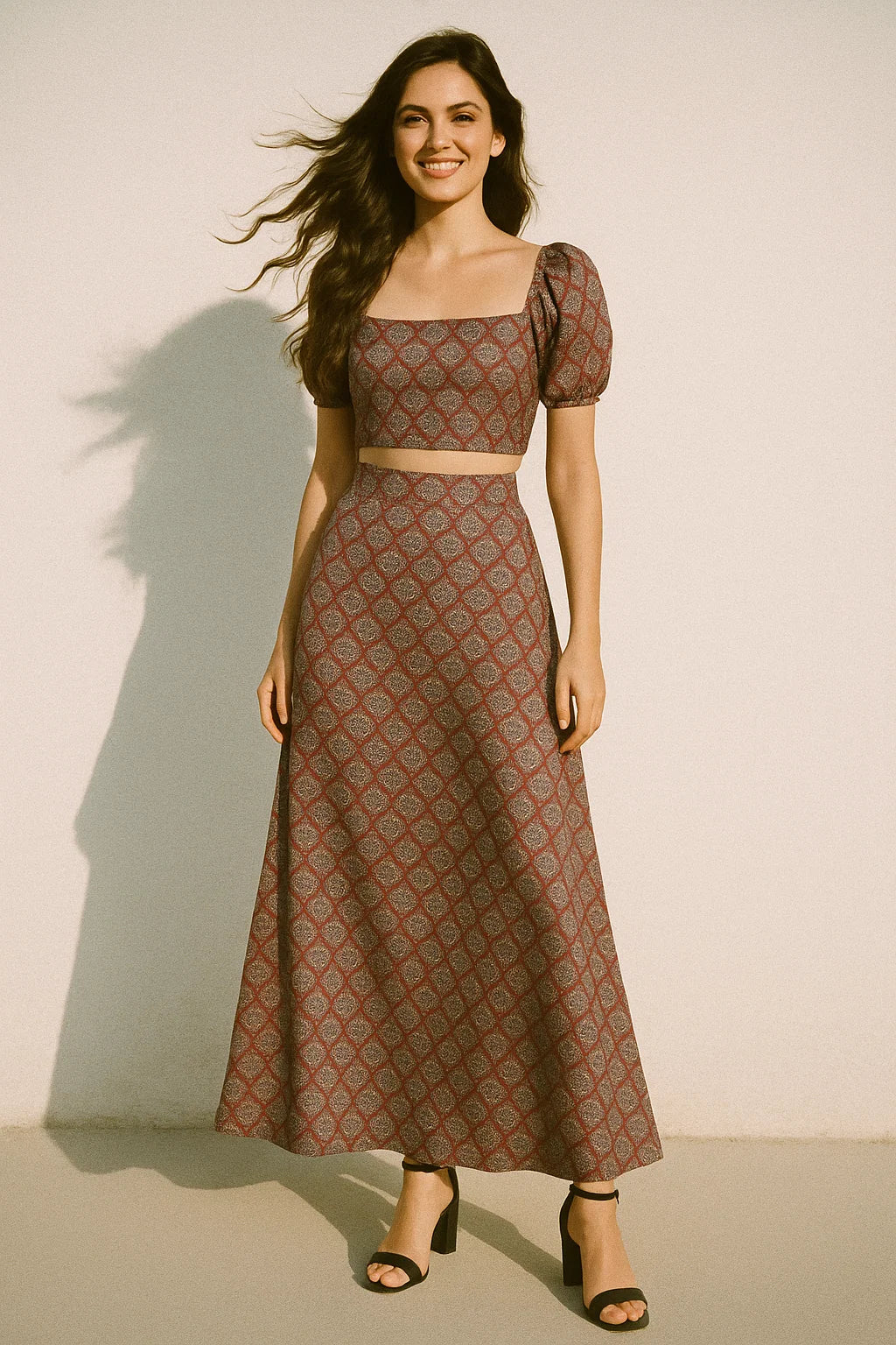 Morden Damask With Flower Digital Printed Fabric - Japan Satin