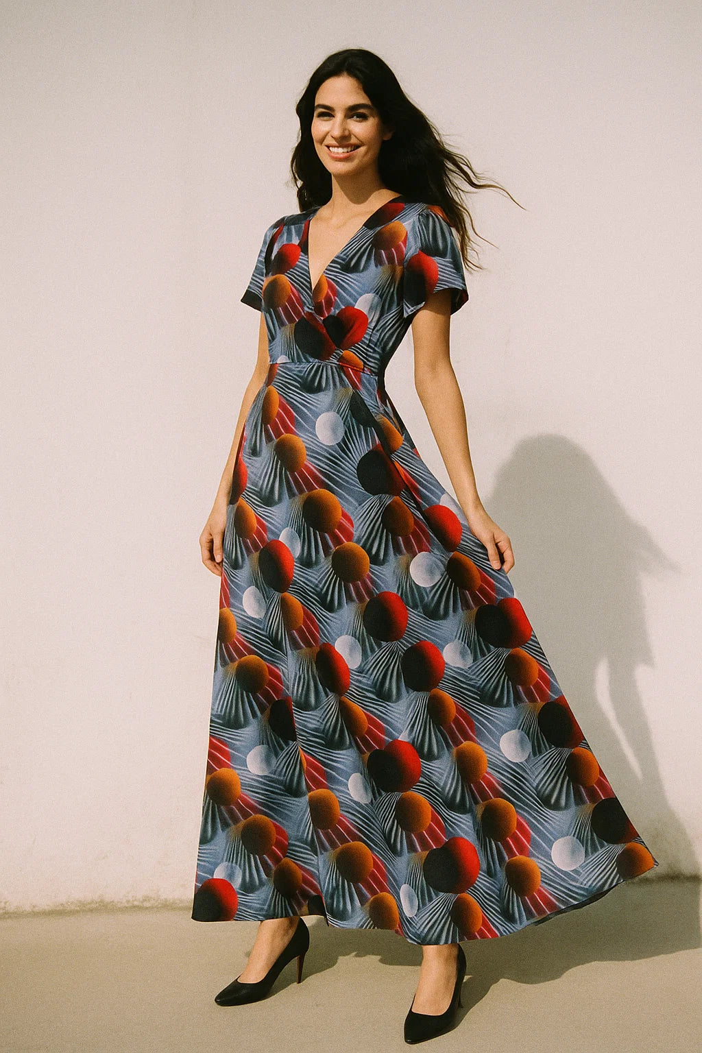 Glassmorphisam Bubble Effects Digital Printed Fabric - Japan Satin